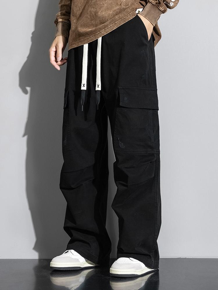 Straight Leg Cotton Cargo Pants