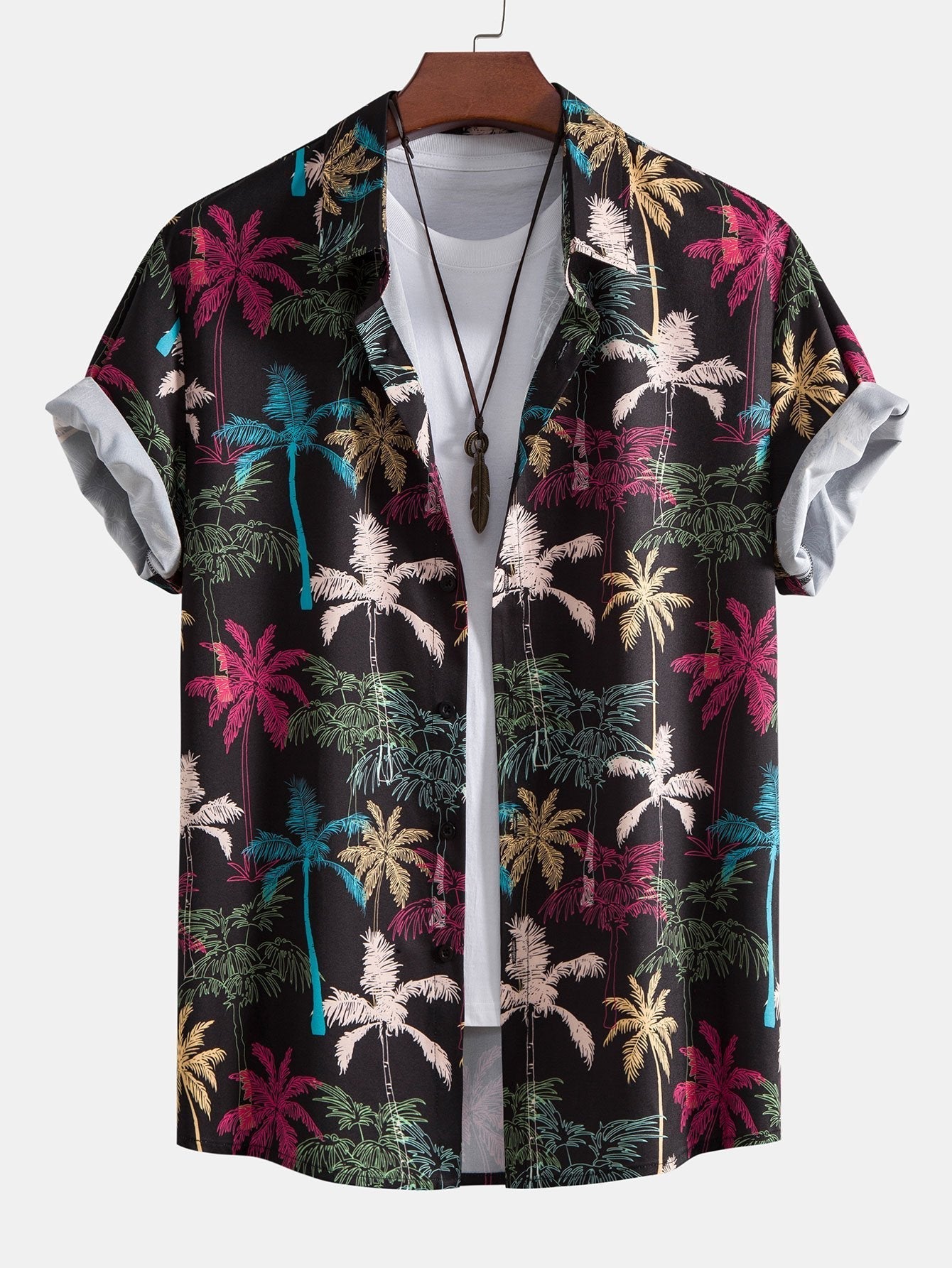 Palm Tree Print Button Up Shirt