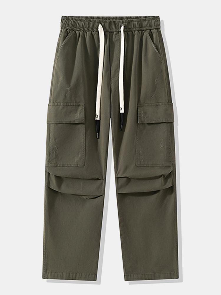 Straight Leg Cotton Cargo Pants