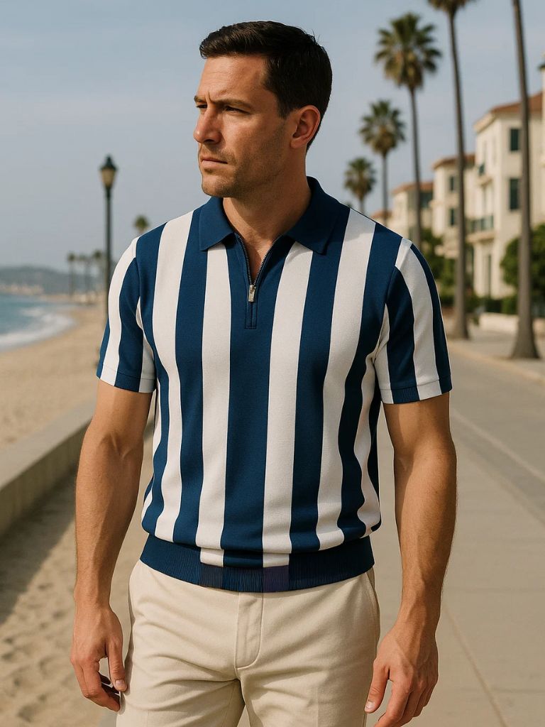 Navy Striped Polo - Finley & Family