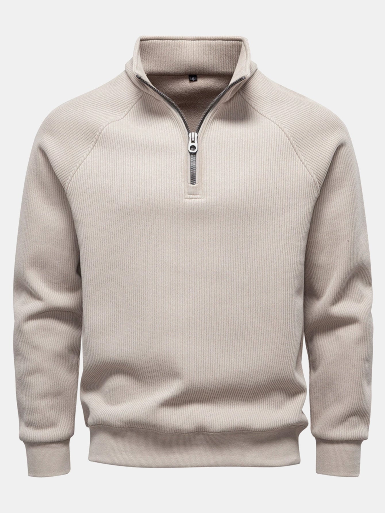 Ribbed Raglan Sleeve Quarter Zip Sweatshirt