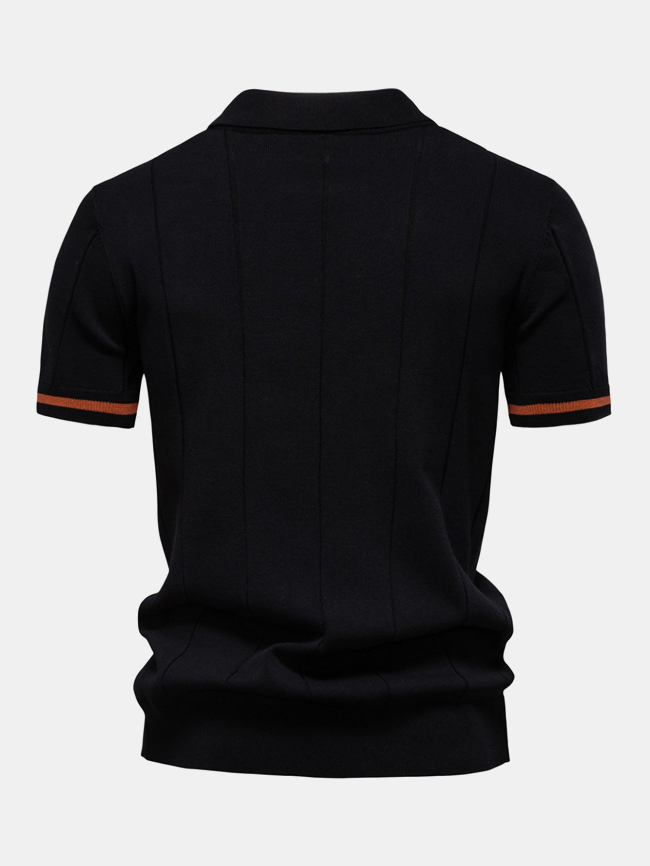 Contrast Trim Zipper Knit Polo Shirt