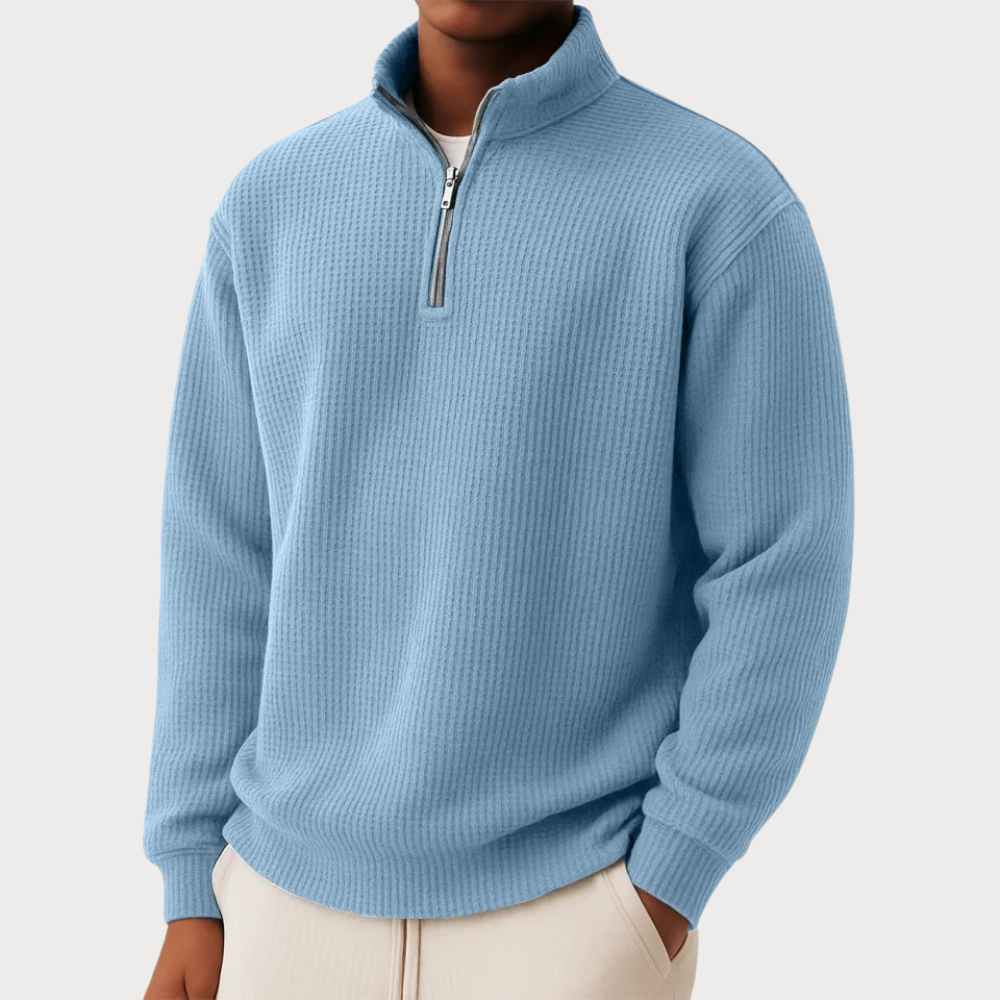 PULL EN MAILLE À COL ZIPPÉ POUR HOMME