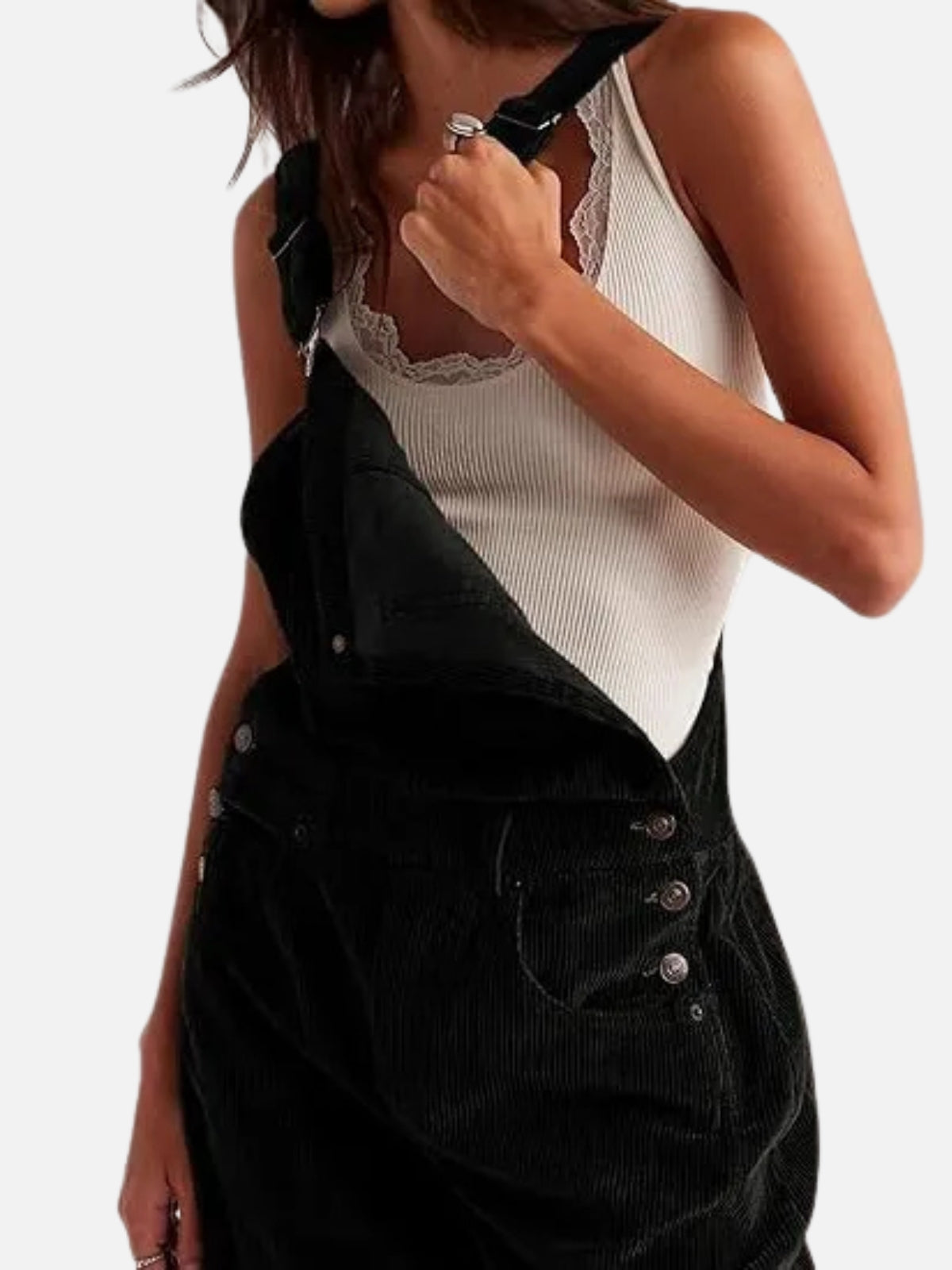 Adjustable Corduroy Barrel Jumpsuit (with Pockets)