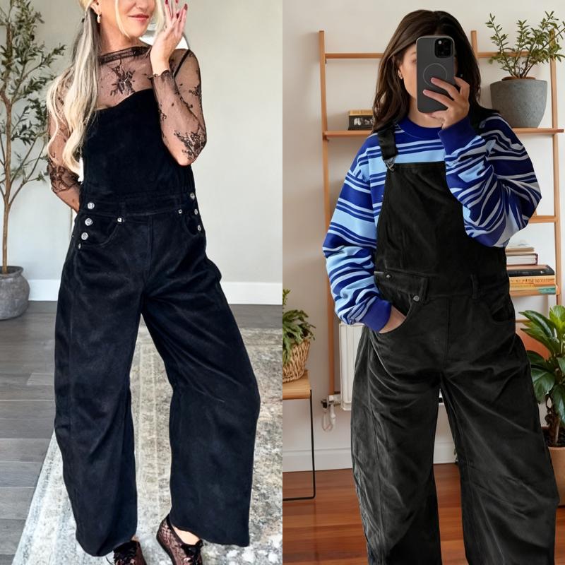 Adjustable Corduroy Barrel Jumpsuit (with Pockets)