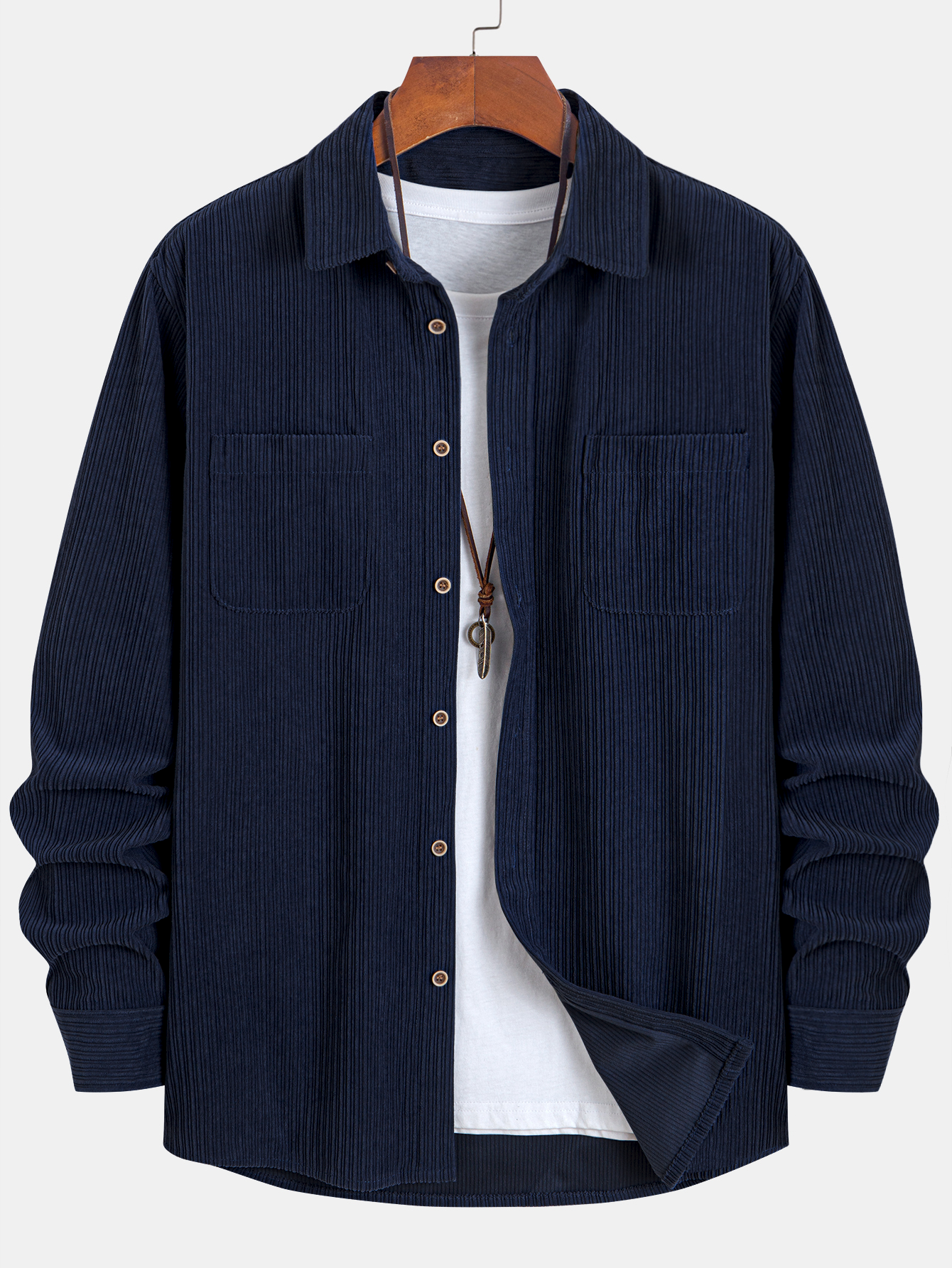 Long Sleeve Corduroy Pocket Button Up Shirt