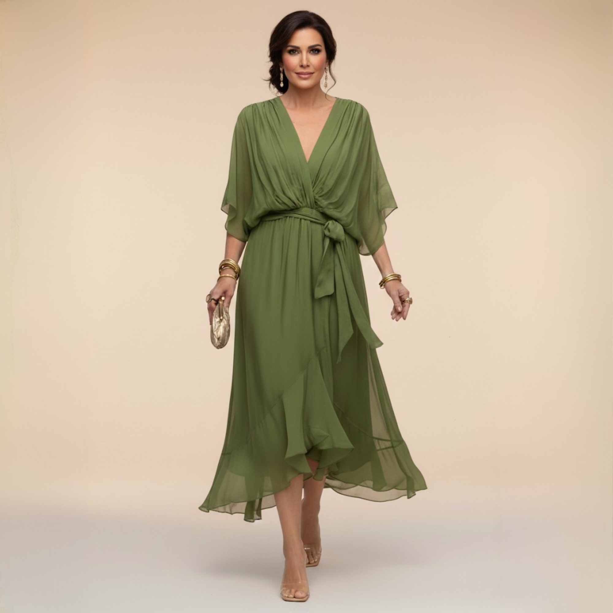 MARTA™ | ROBE EN CHIFFON AVEC DÉCOLLETÉ EN V