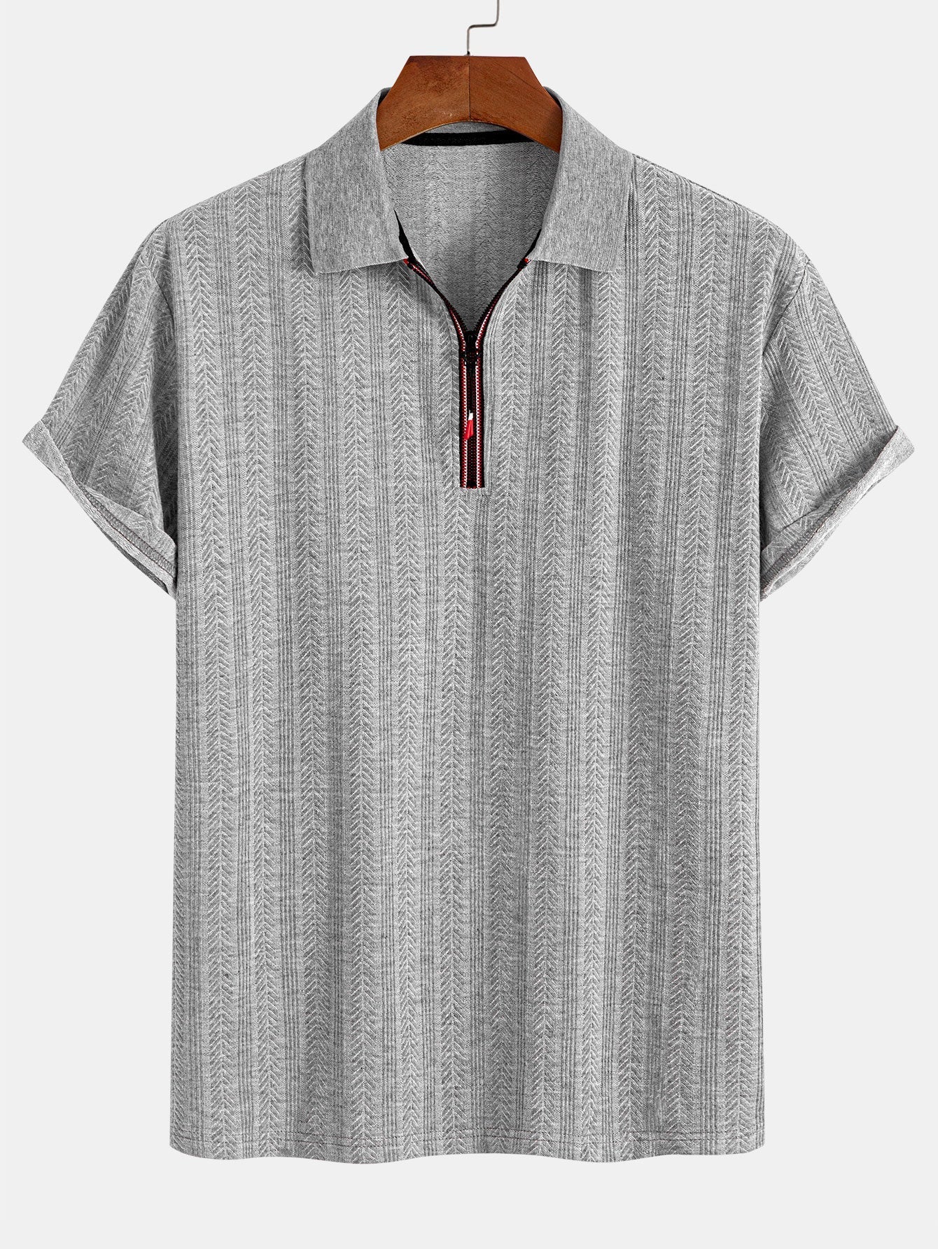 Textured Zipper Polo