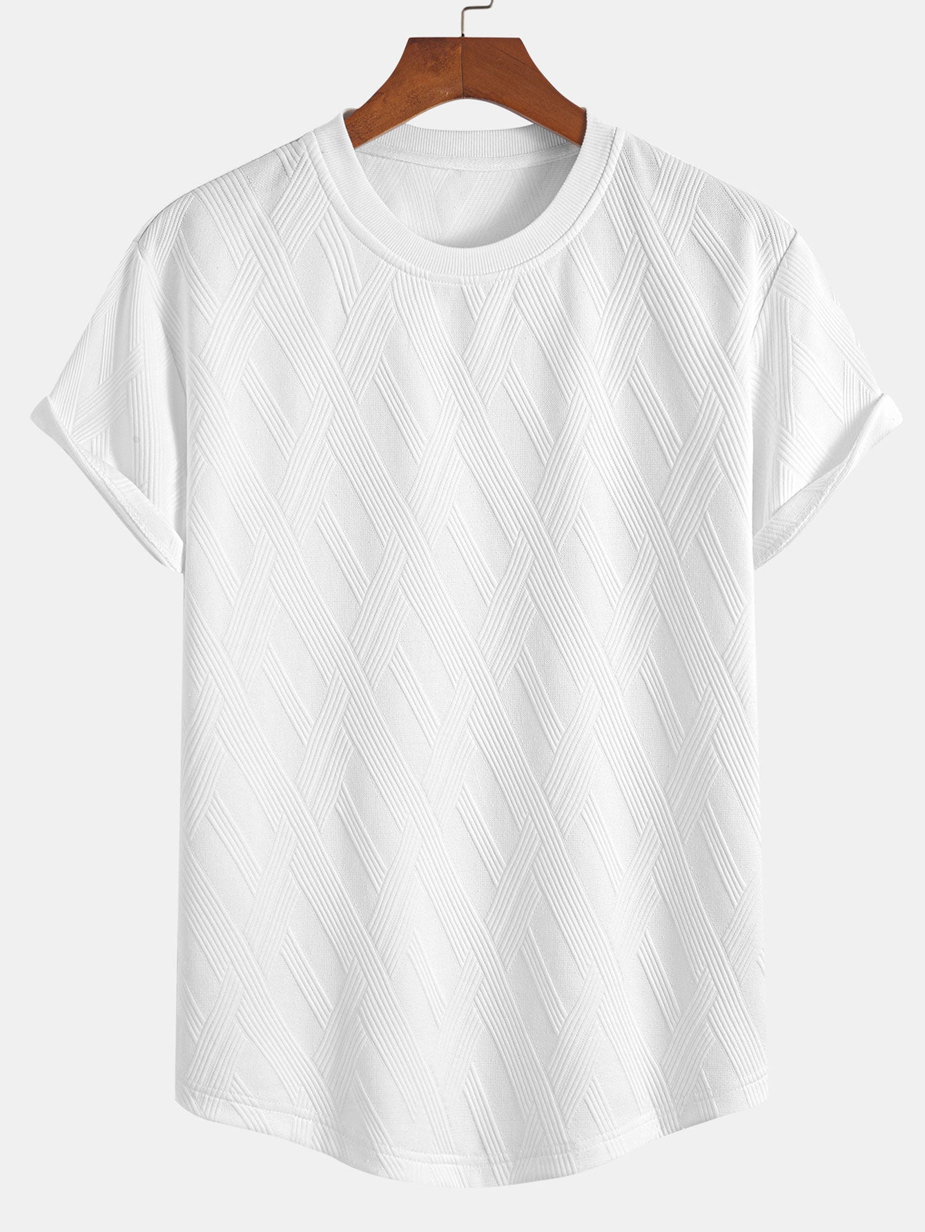 Diamond Jacquard Arc Hem T-Shirt