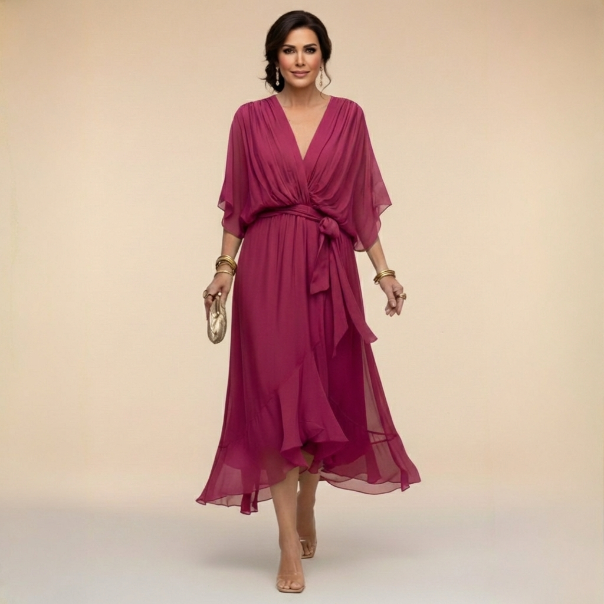 MARTA™ | ROBE EN CHIFFON AVEC DÉCOLLETÉ EN V
