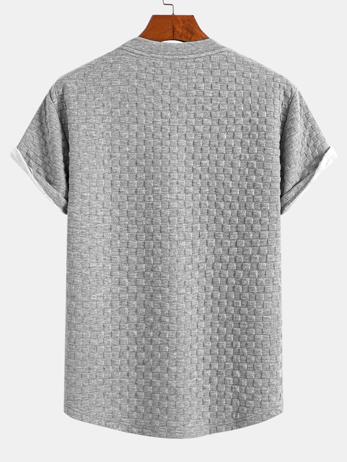 Checkerboard Jacquard  Arc Hem T-Shirt