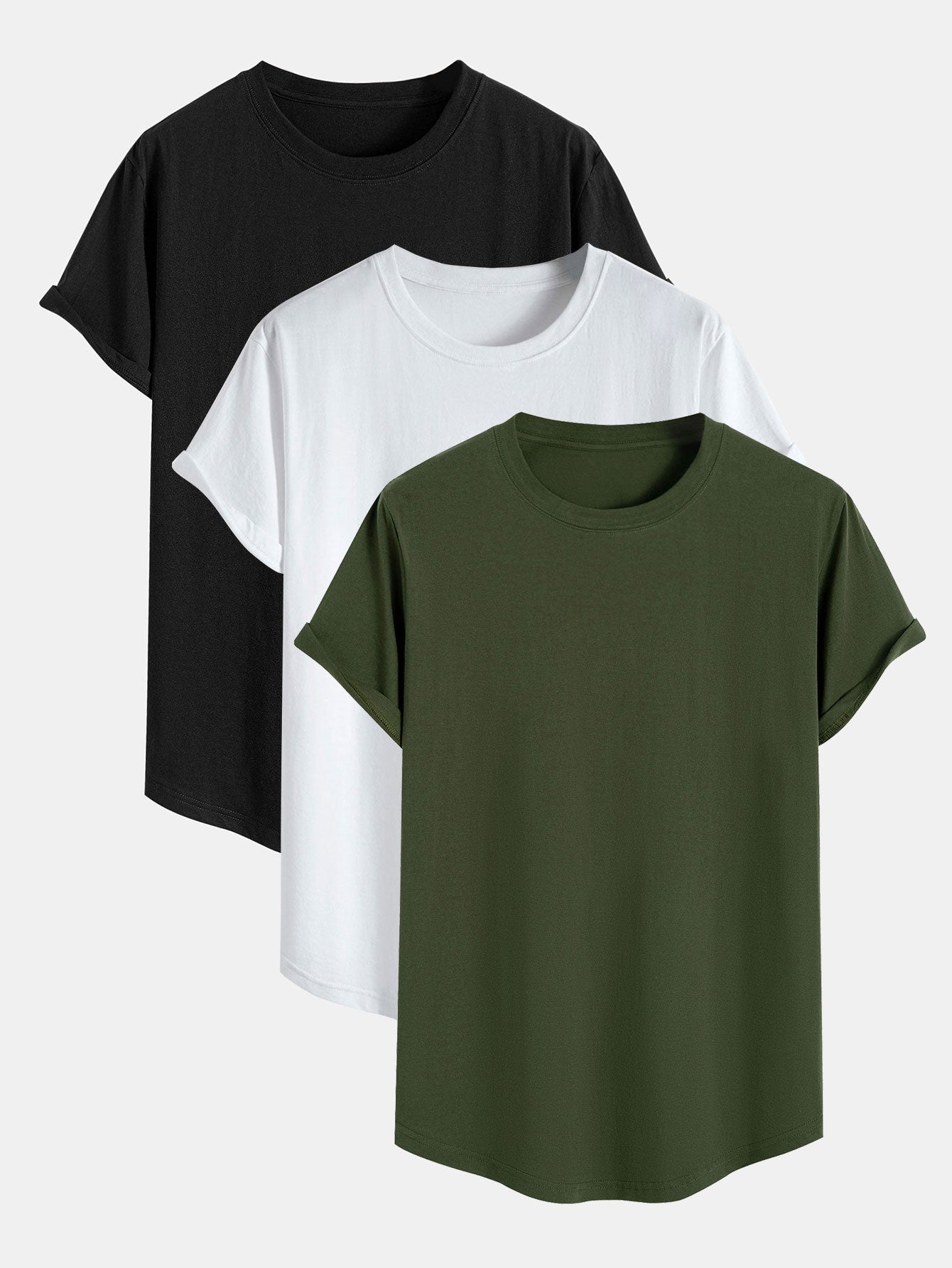 Basic Cotton Arc Hem T-Shirt