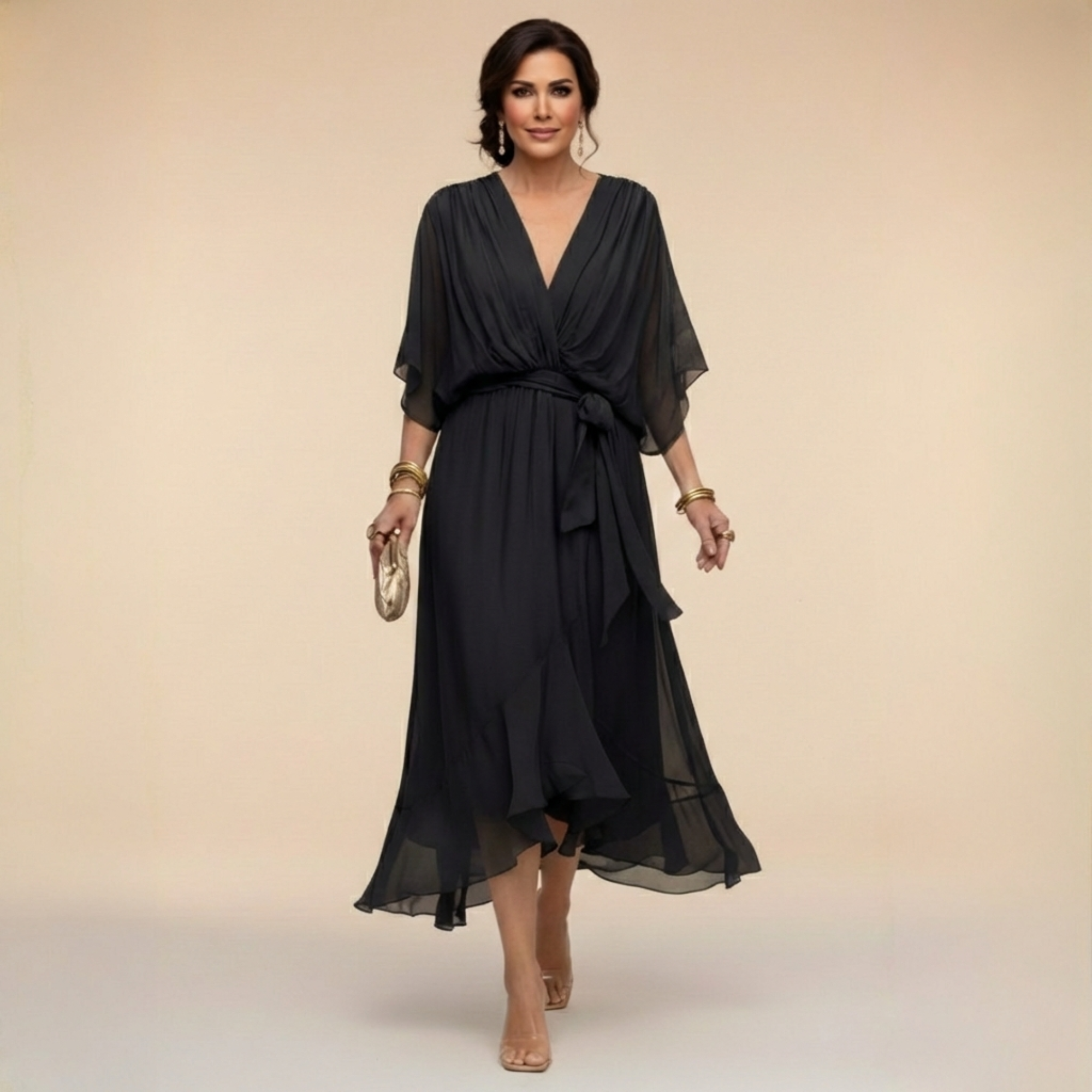 MARTA™ | ROBE EN CHIFFON AVEC DÉCOLLETÉ EN V