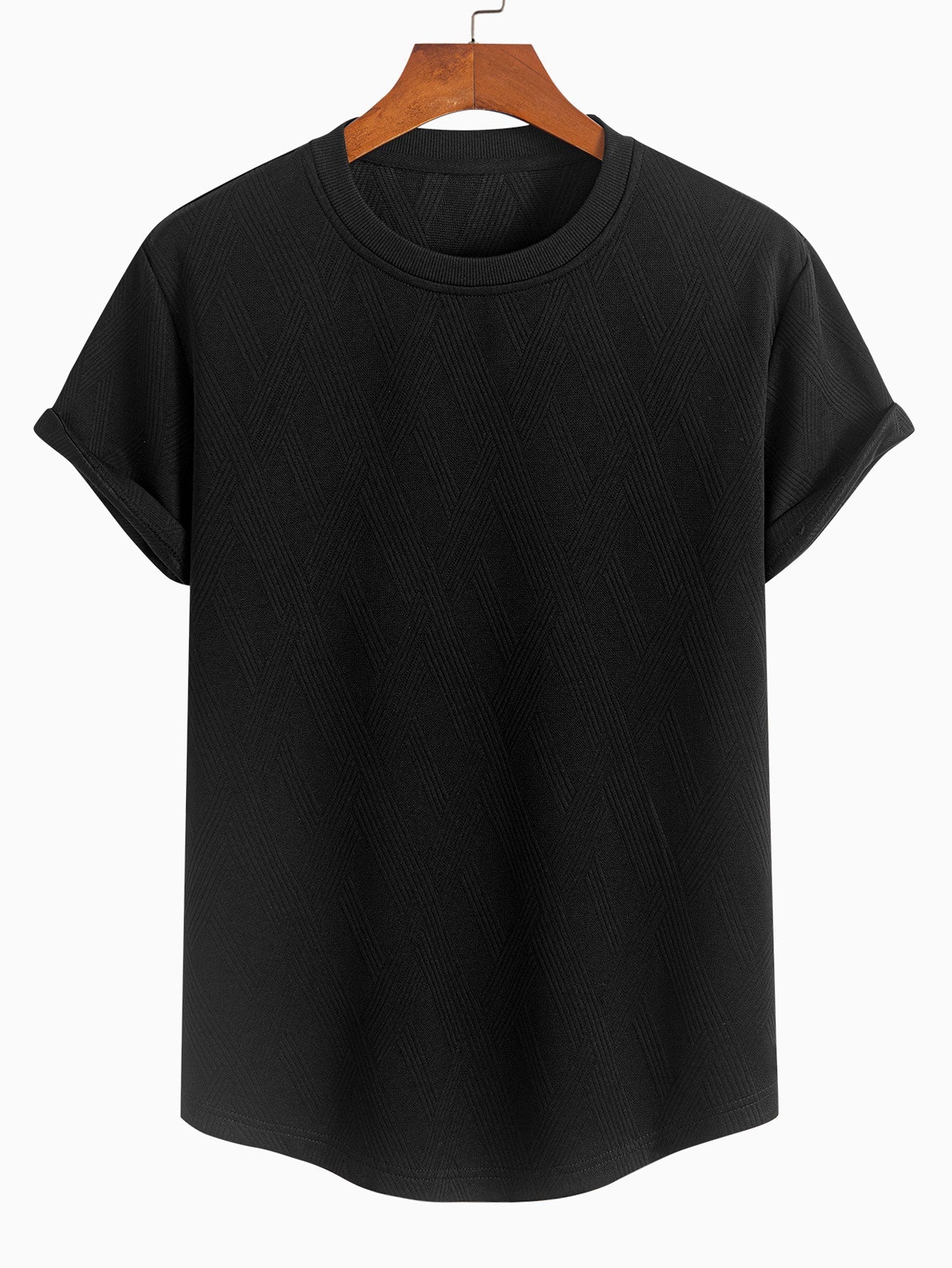 Diamond Jacquard Arc Hem T-Shirt