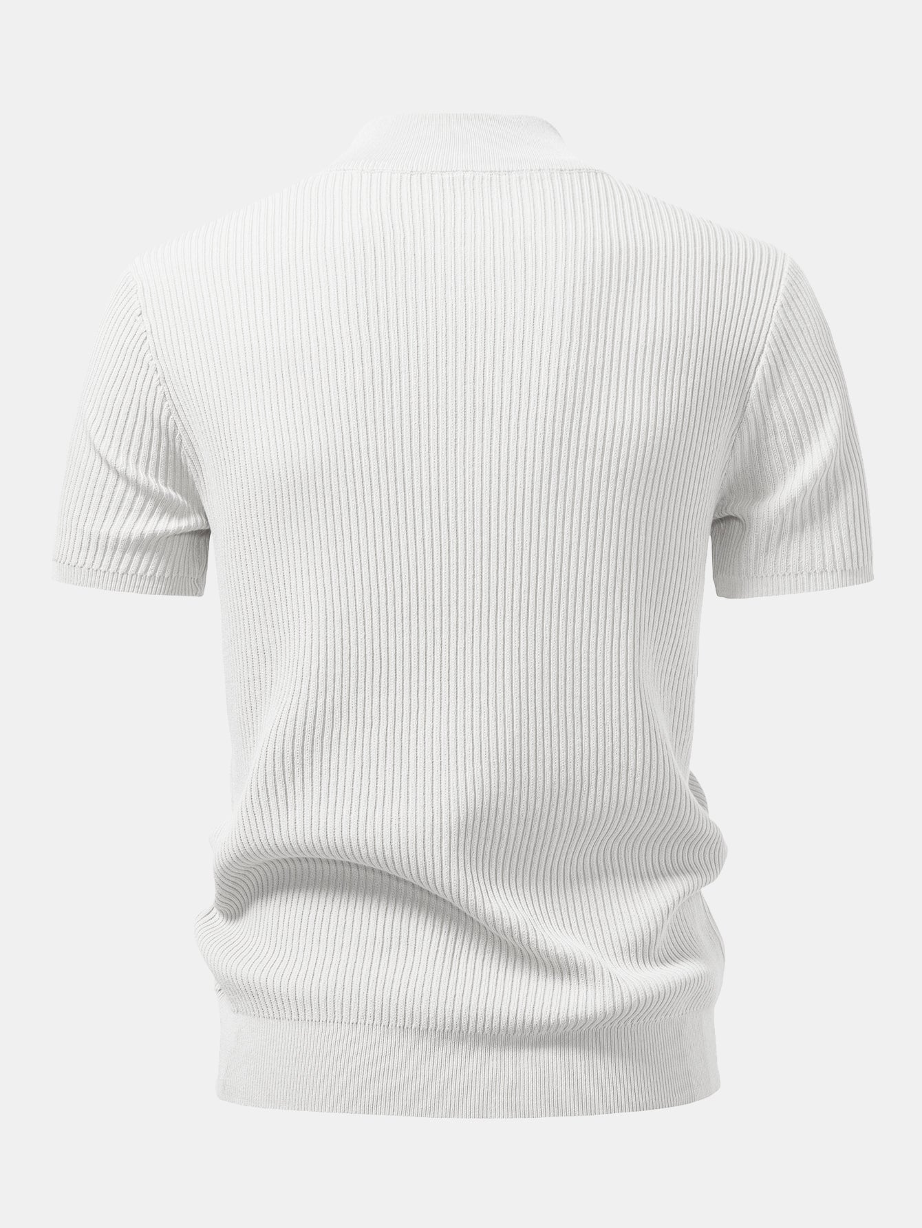 Ribbed Mock Neck Knitted Sweater T-Shirt