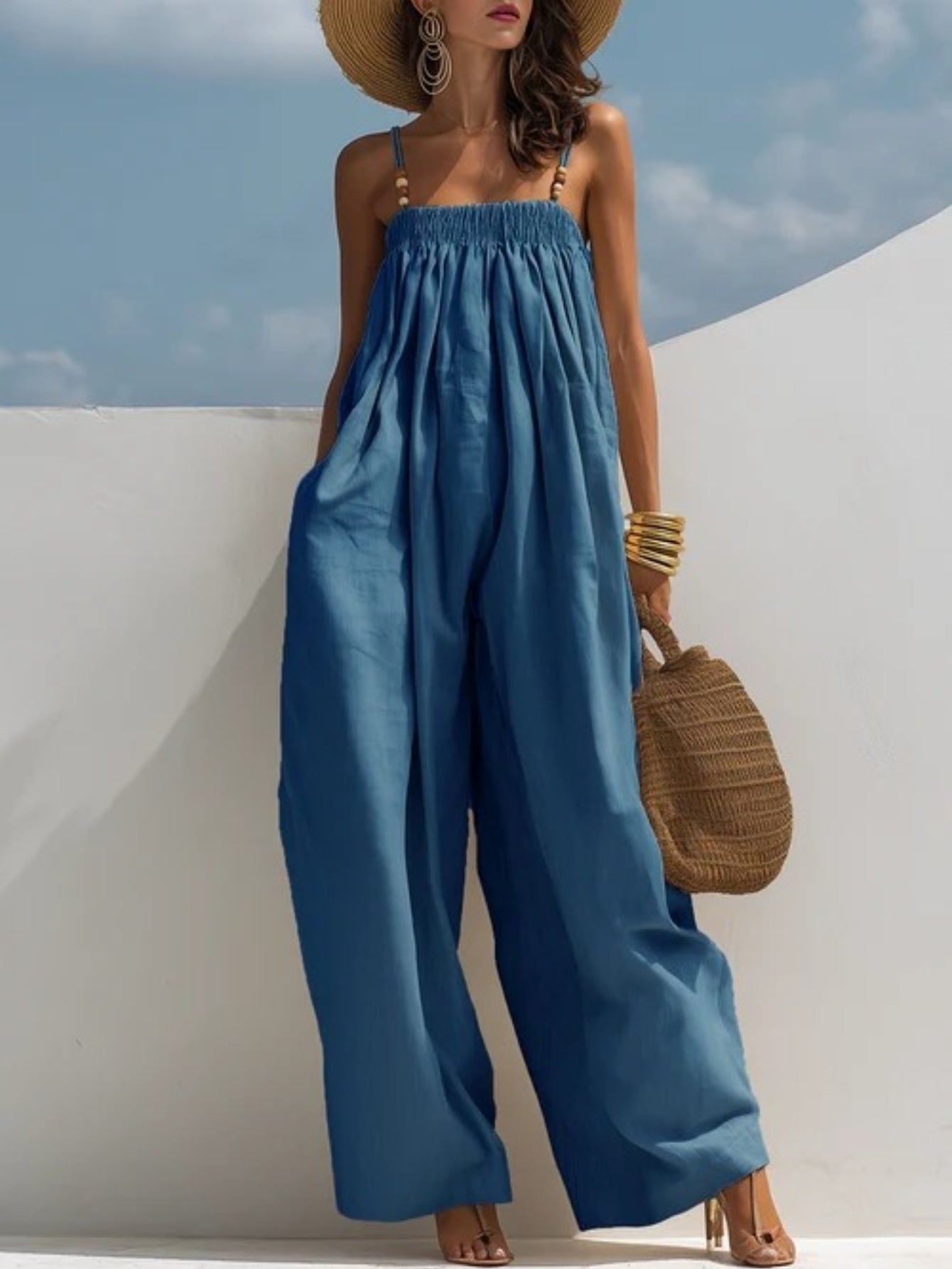Monica | Combinaison en denim à jambes larges