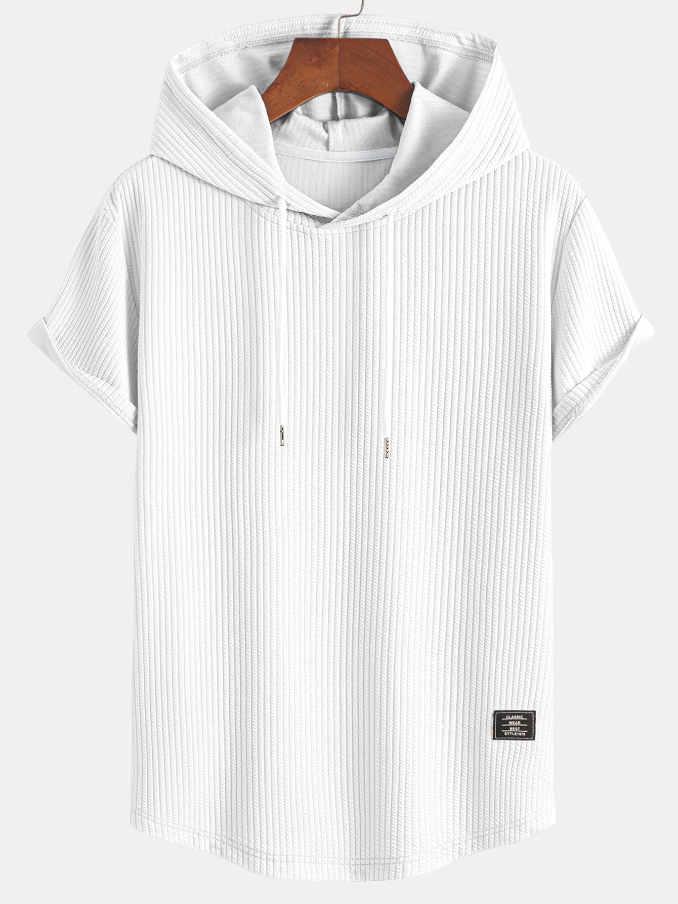Ribbed Hooded  Arc Hem T-Shirt