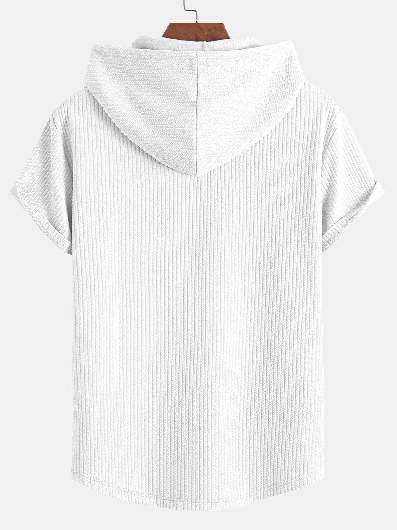 Ribbed Hooded  Arc Hem T-Shirt