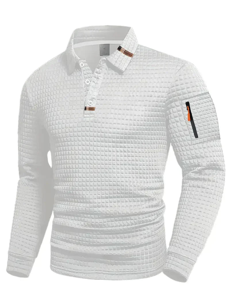 POLO À MANCHES LONGUES TEXTURÉE
