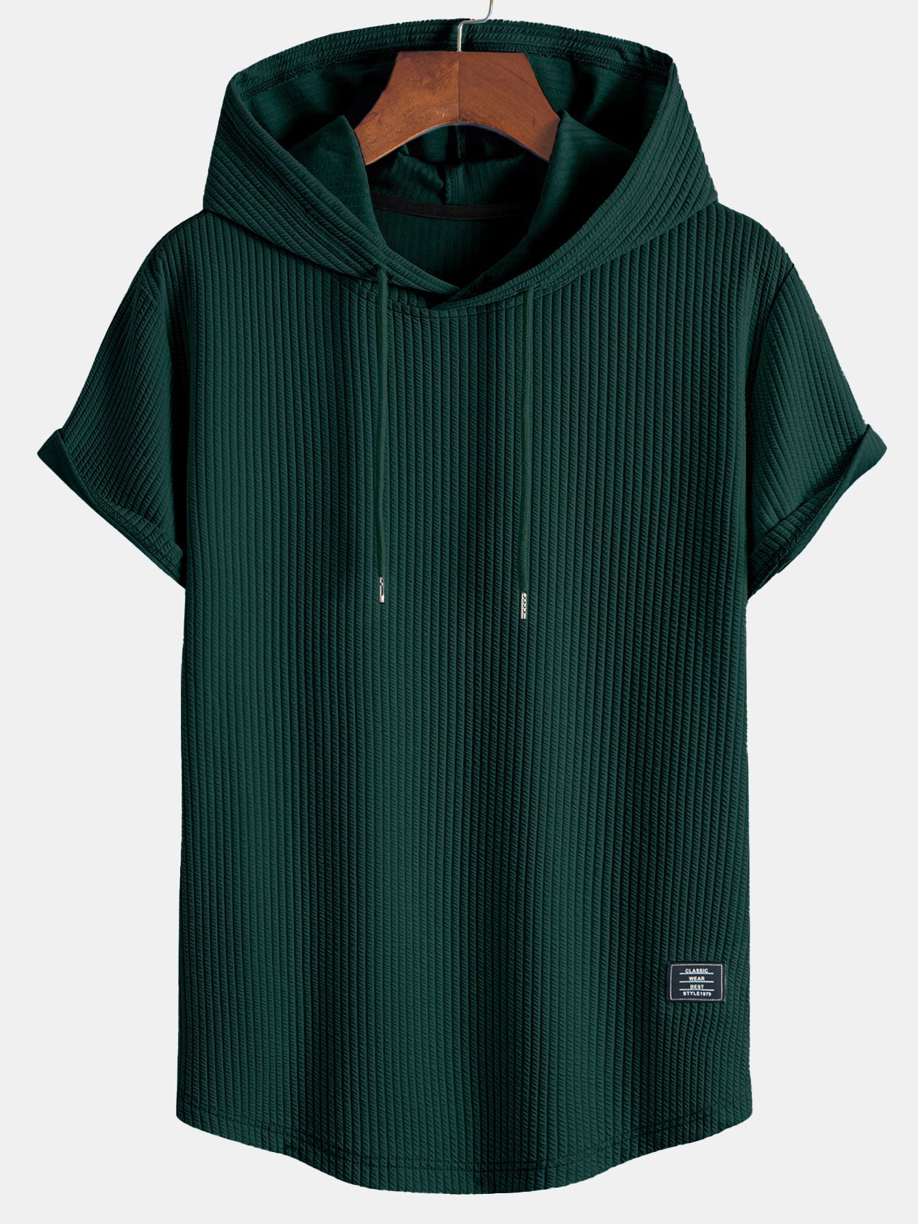 Ribbed Hooded  Arc Hem T-Shirt