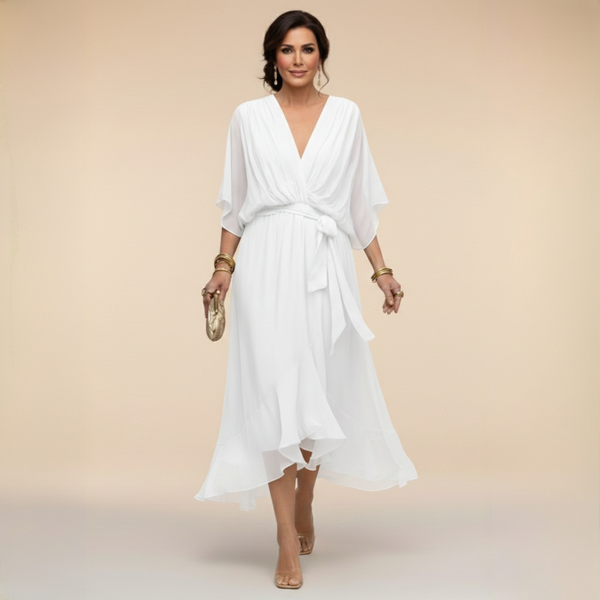 MARTA™ | ROBE EN CHIFFON AVEC DÉCOLLETÉ EN V