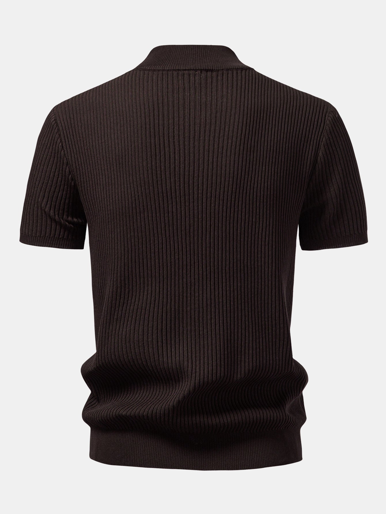 Ribbed Mock Neck Knitted Sweater T-Shirt