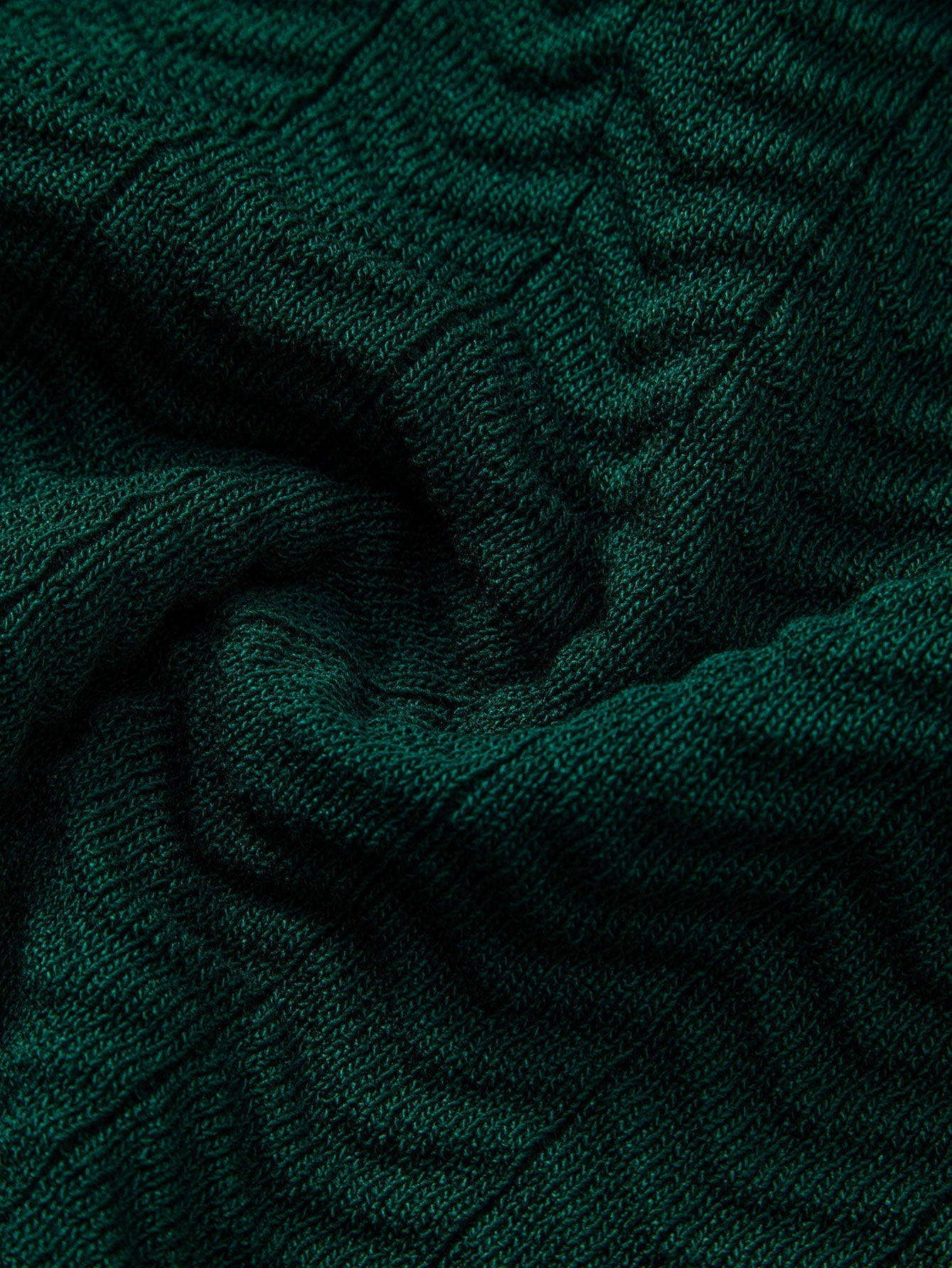 Texture Contrast Knitted V Neck Polo Shirt