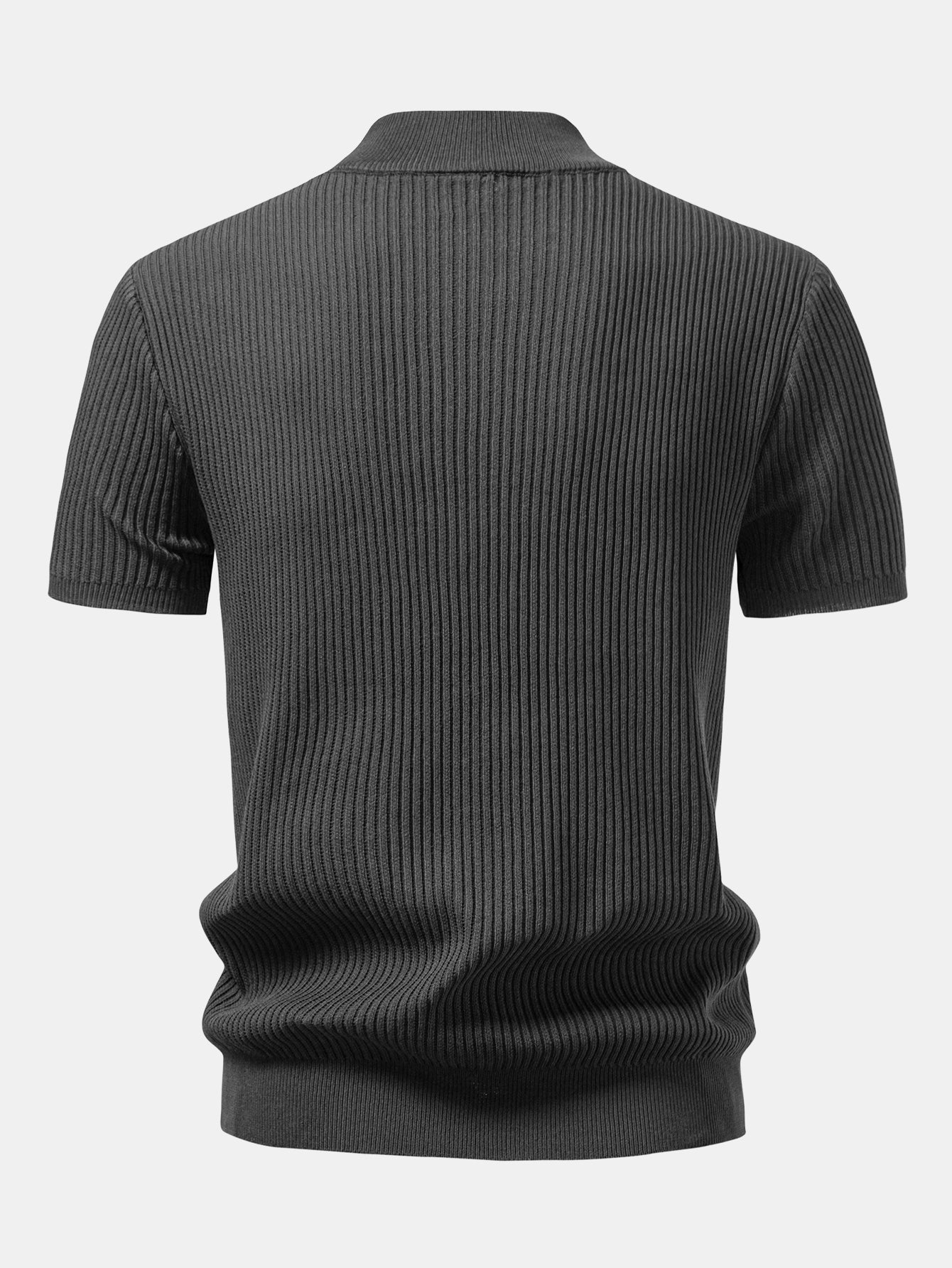Ribbed Mock Neck Knitted Sweater T-Shirt