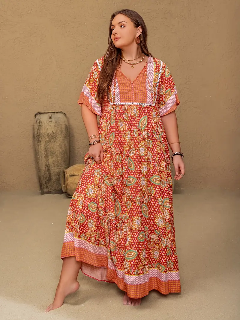 Boho Floral Maxi Dress – Plus Size