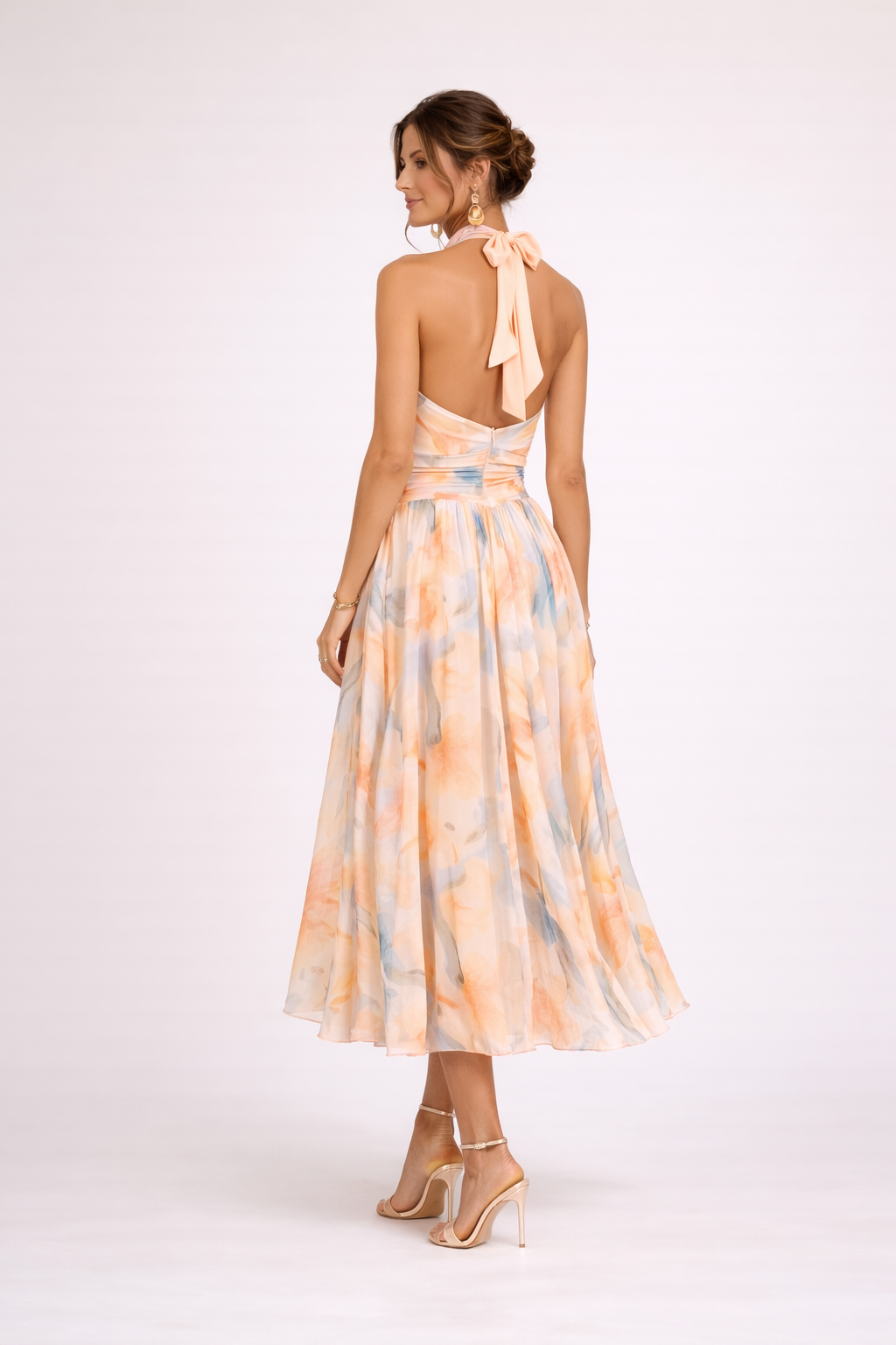 CAMILLE - Robe Halter Aquarelle