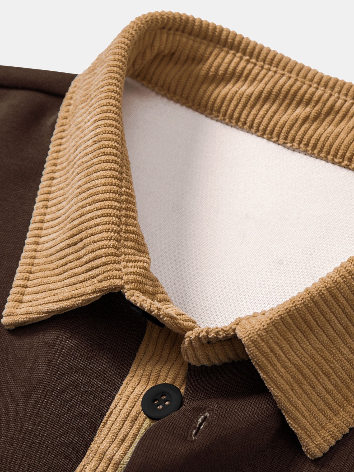 Relax Fit Men Print Contrast Corduroy Polo Collar Sweatshirt