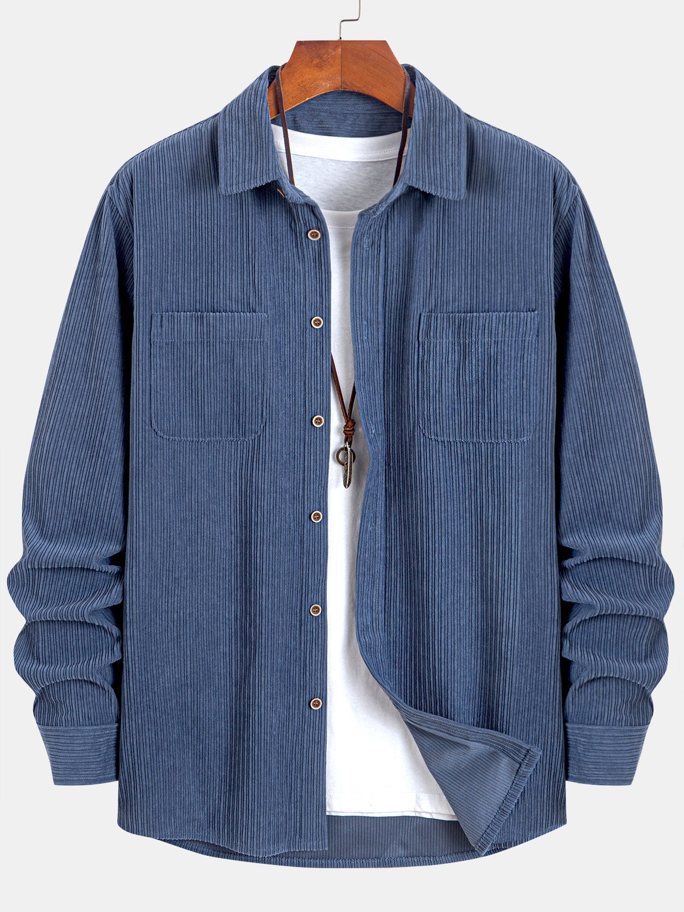Long Sleeve Corduroy Pocket Button Up Shirt