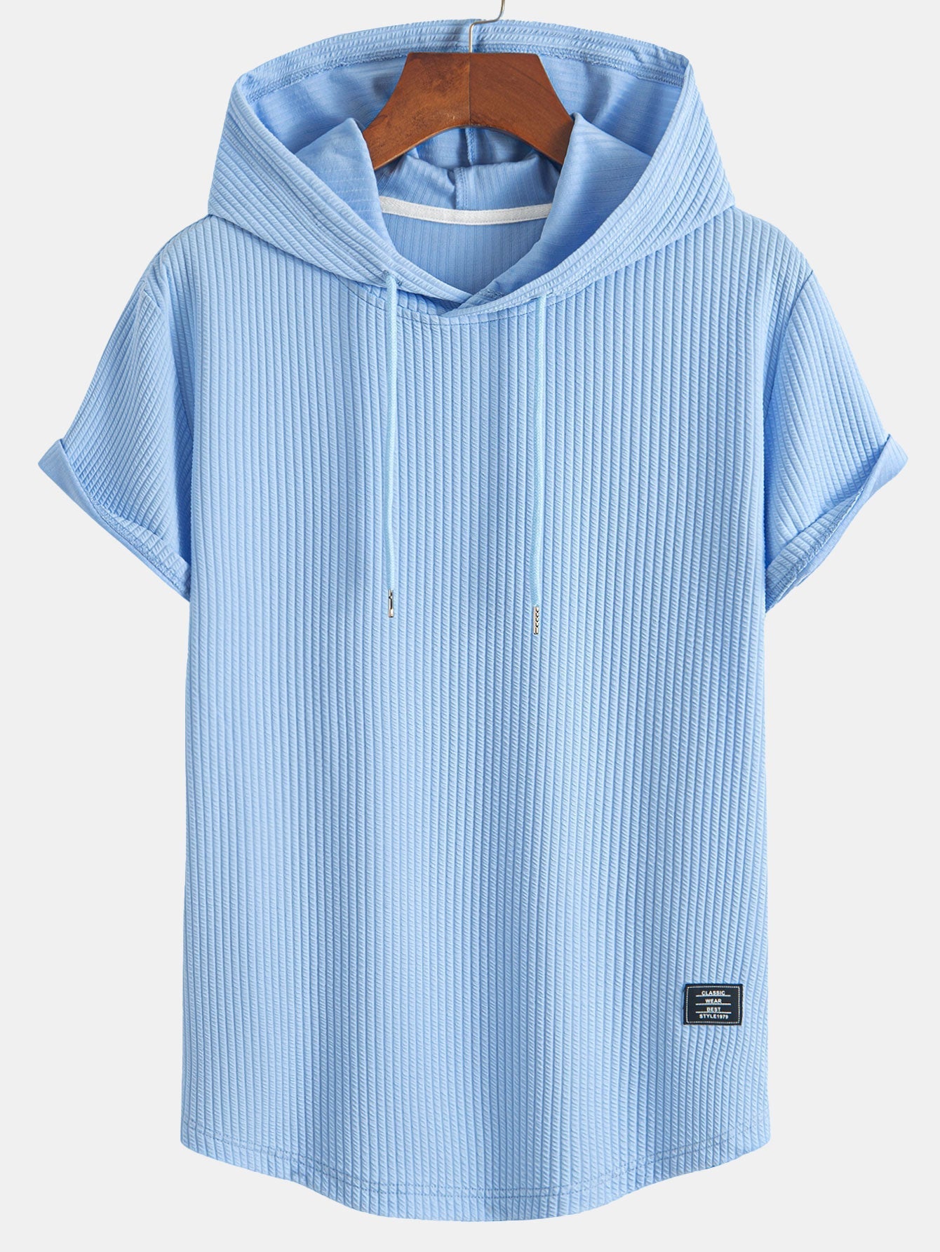 Ribbed Hooded  Arc Hem T-Shirt