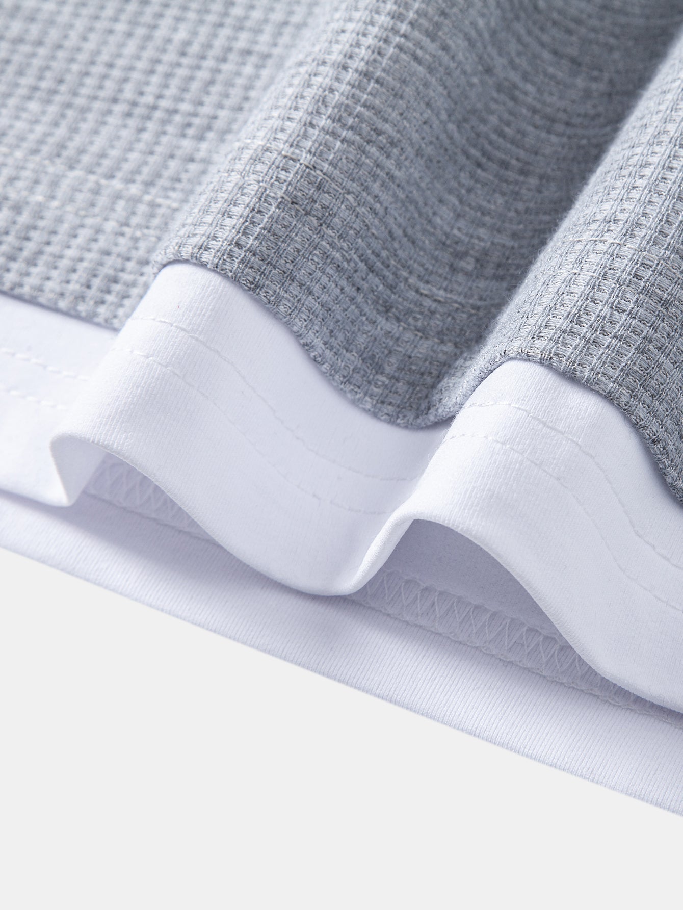 2 In 1 Button V-Neck Waffle T-Shirt With Pocket