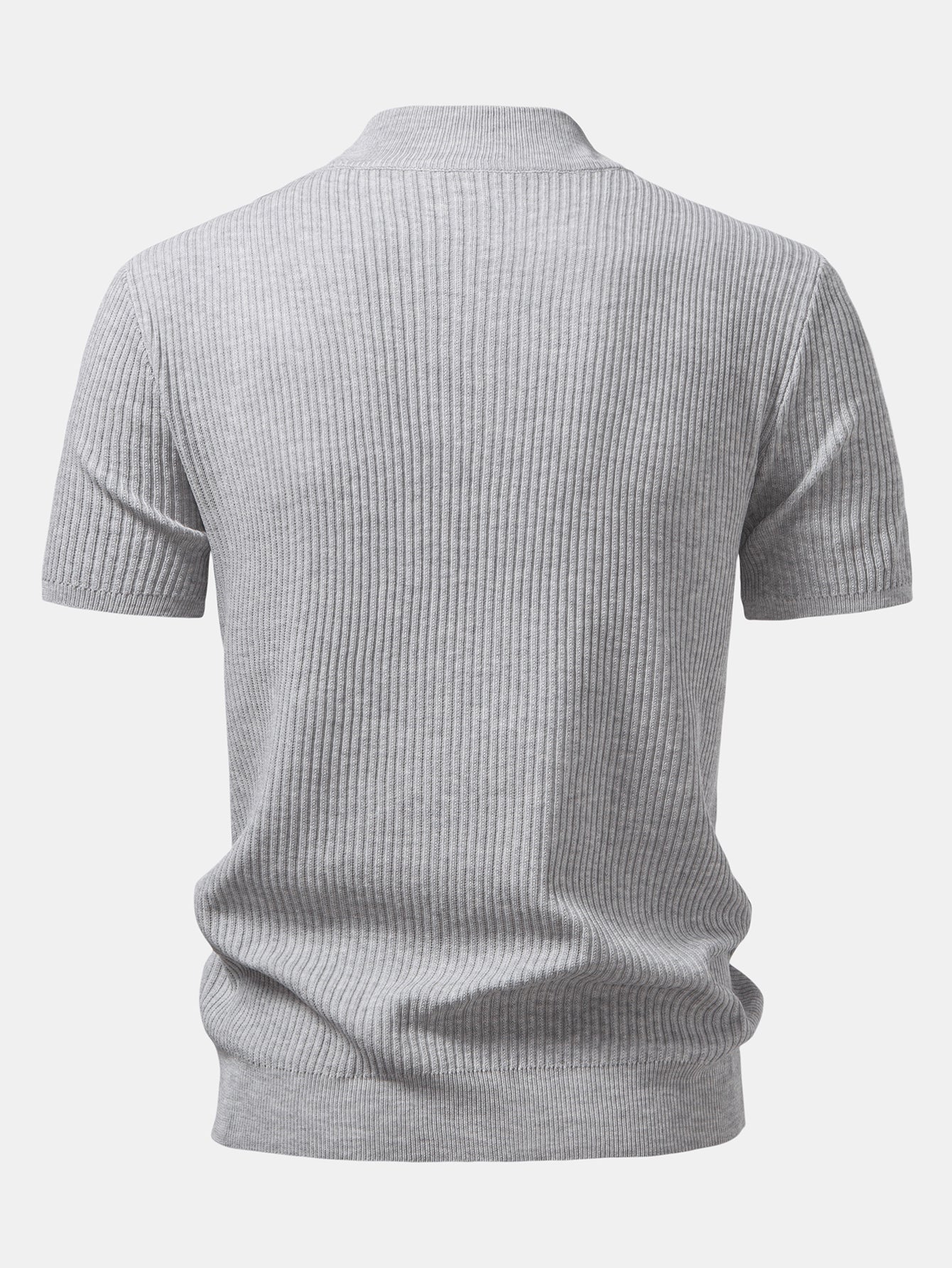 Ribbed Mock Neck Knitted Sweater T-Shirt