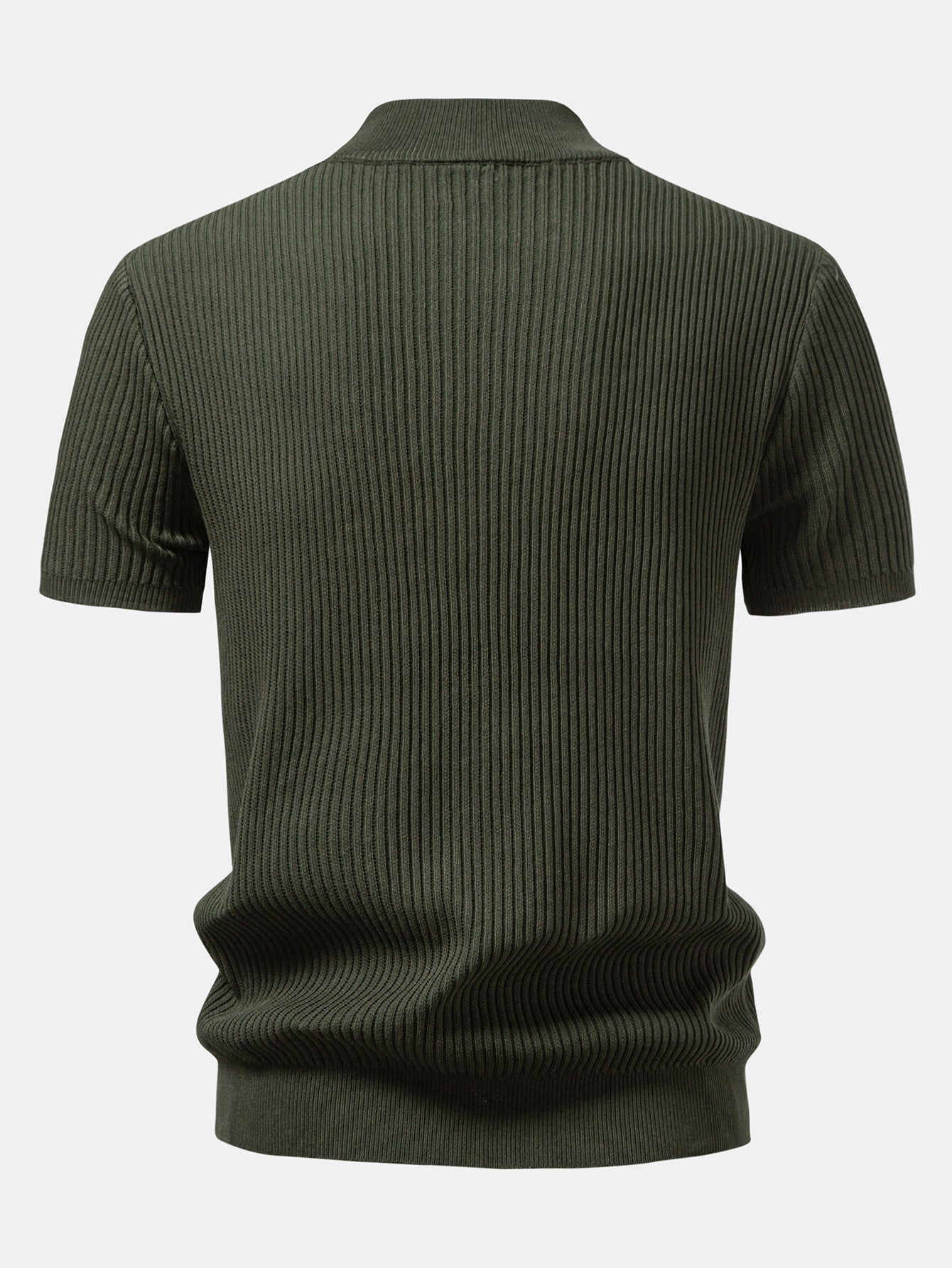 Ribbed Mock Neck Knitted Sweater T-Shirt