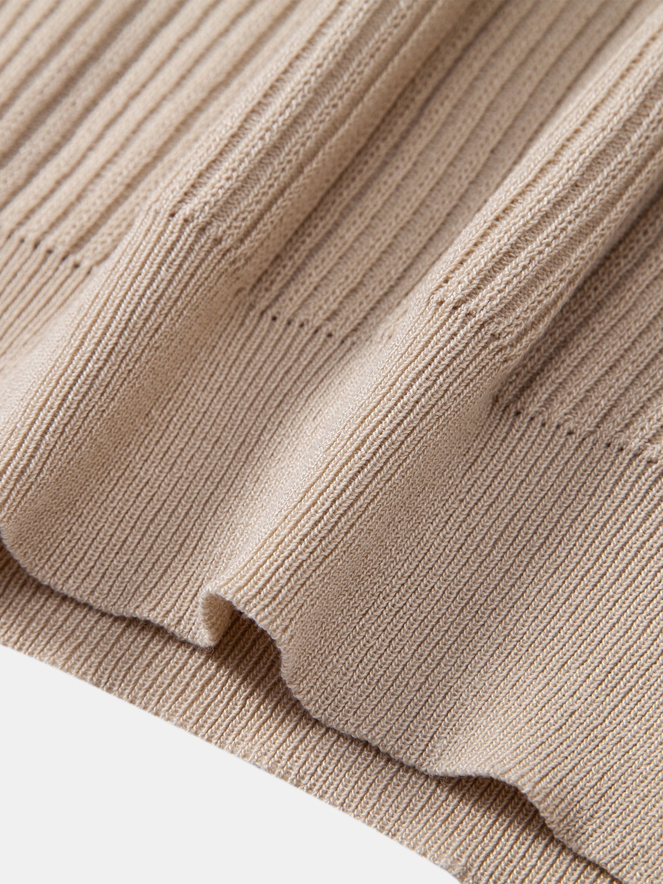 Ribbed Mock Neck Knitted Sweater T-Shirt