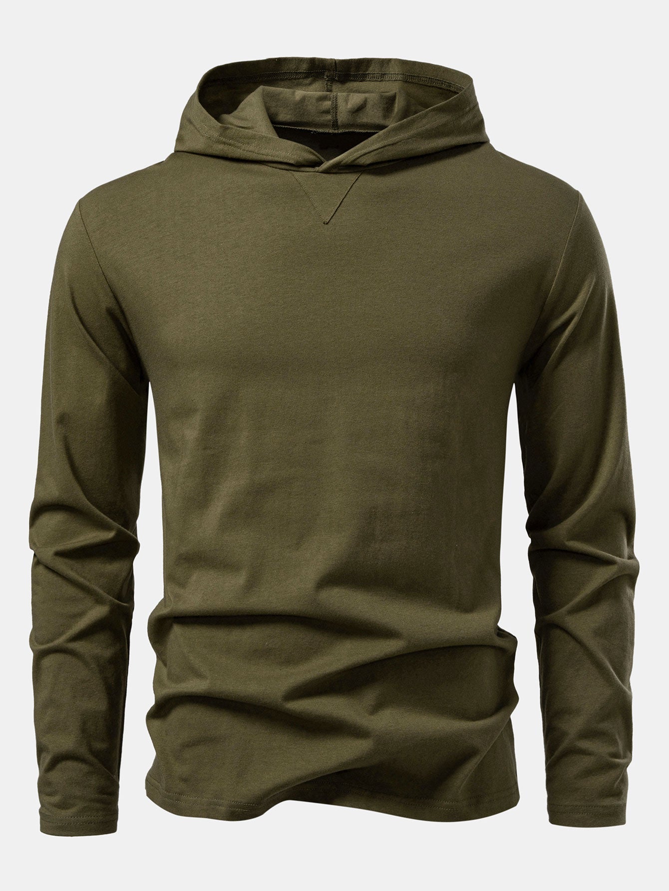 Long Sleeved Cotton Hooded T-Shirt