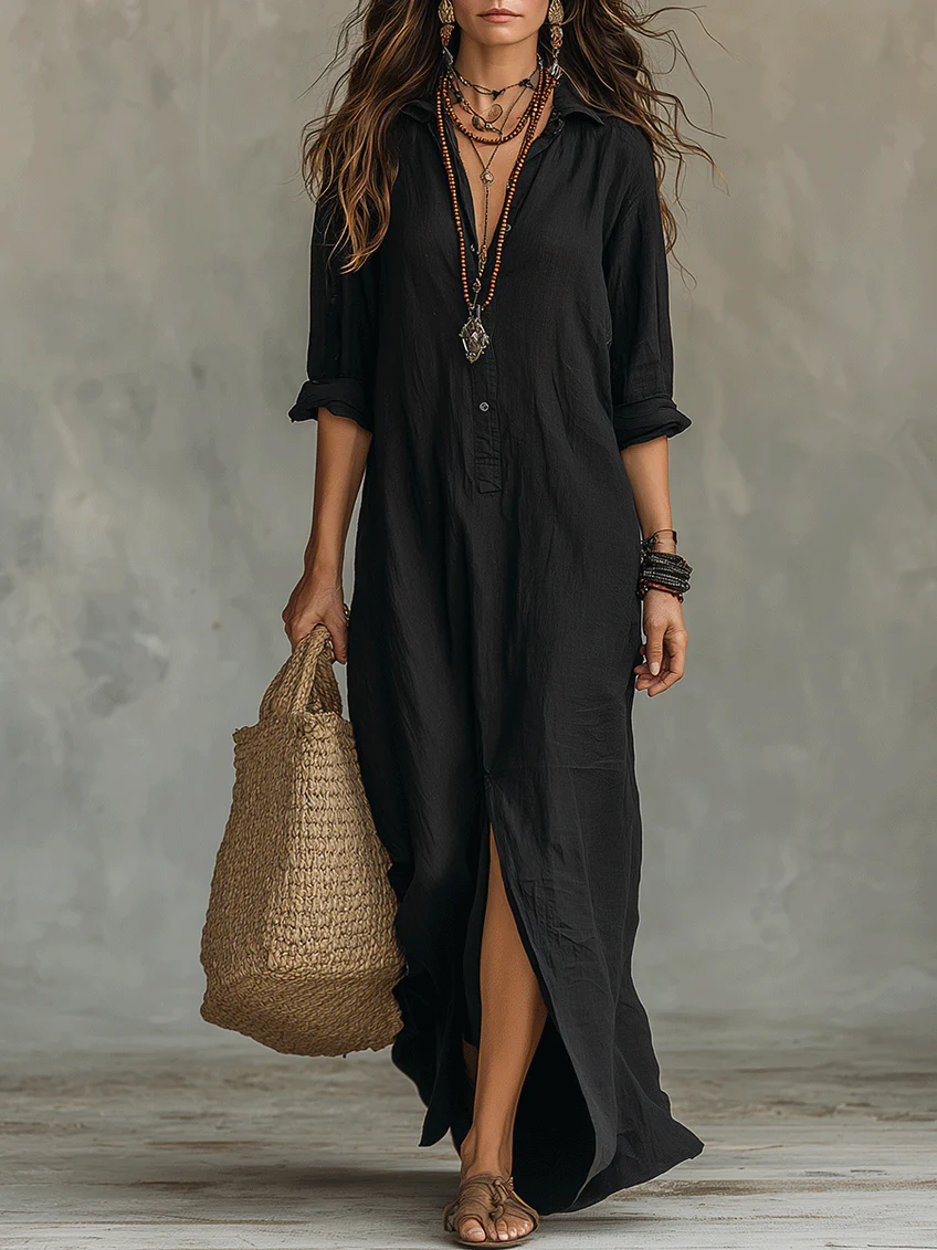 SAULE | Robe Maxi Effortless Silhouette Flatteuse Vêtements Quotidiens Polyvalents