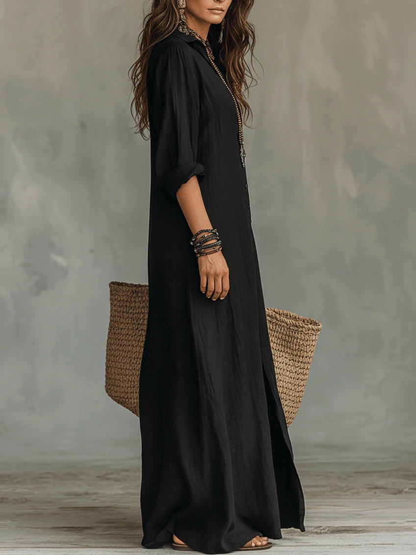SAULE | Robe Maxi Effortless Silhouette Flatteuse Vêtements Quotidiens Polyvalents