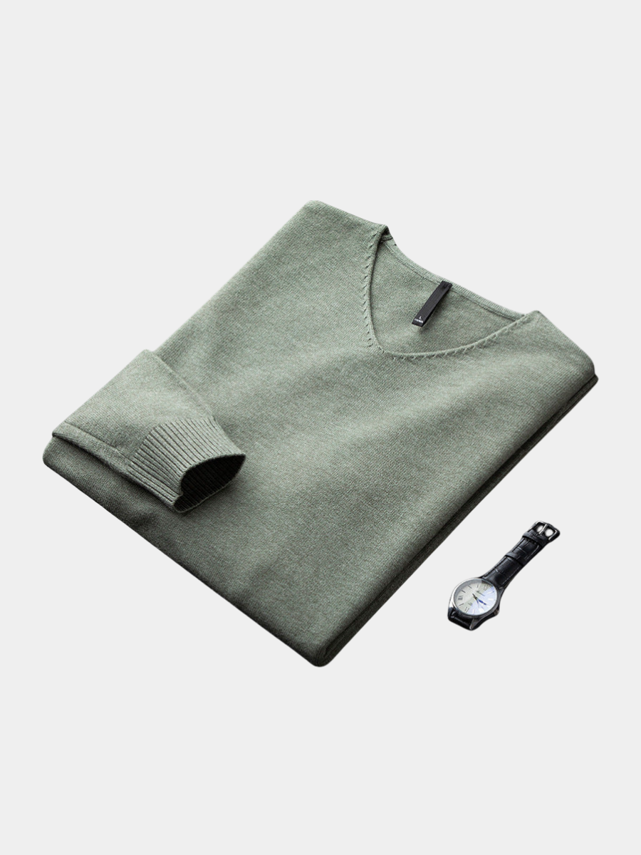 PULL EN V EN FIBRES NOBLES POUR HOMME
