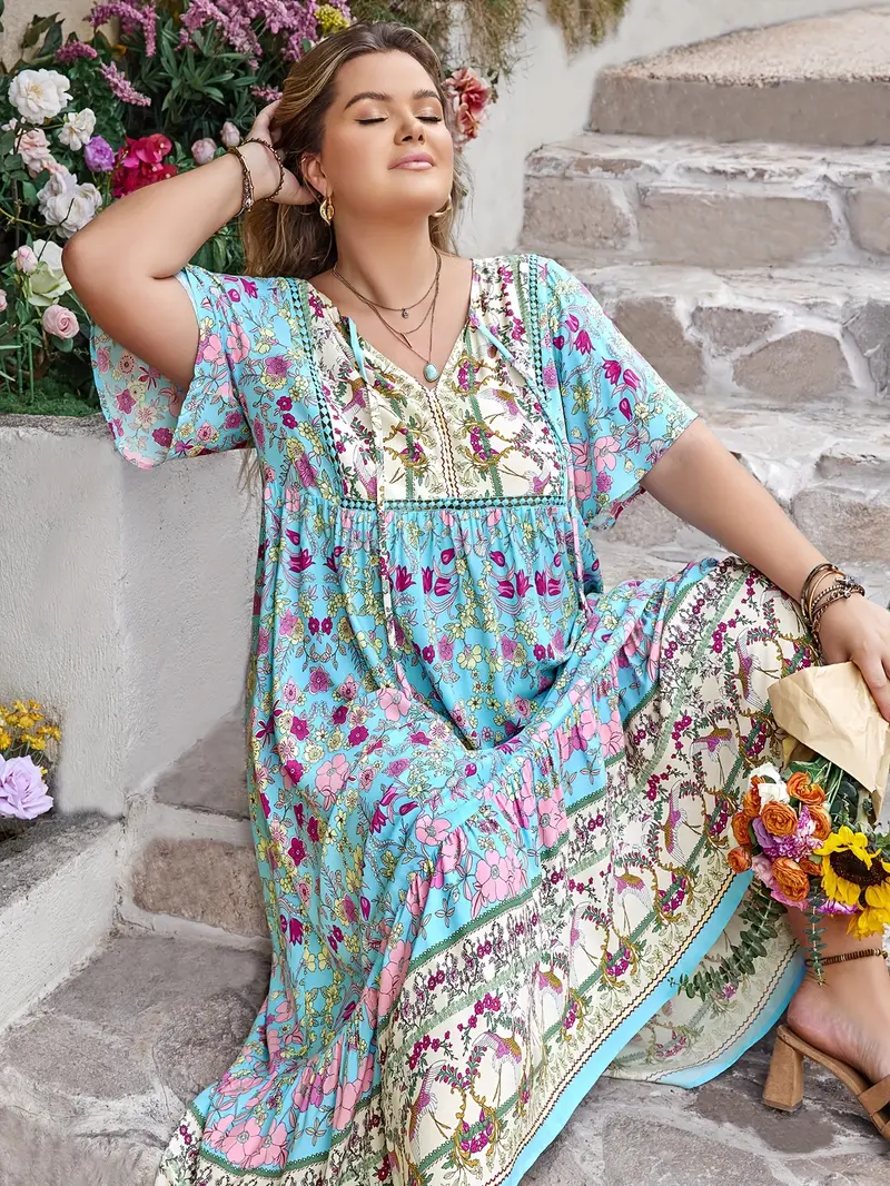 Boho Floral Maxi Dress – Plus Size