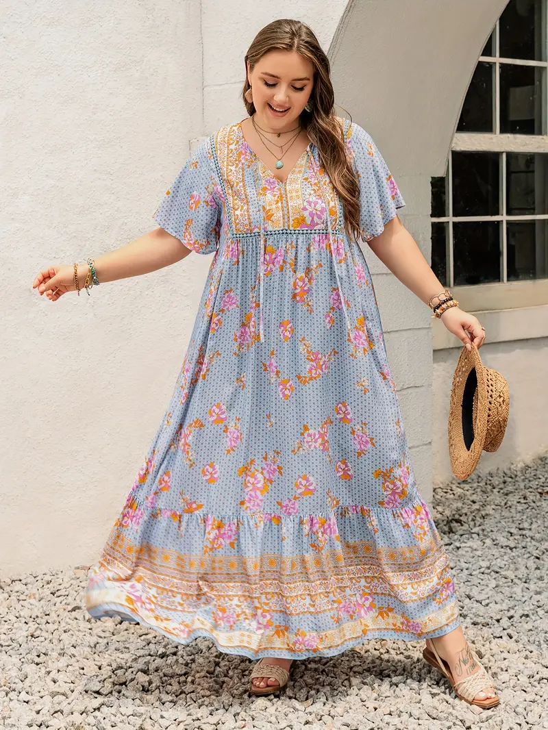 Boho Floral Maxi Dress – Plus Size