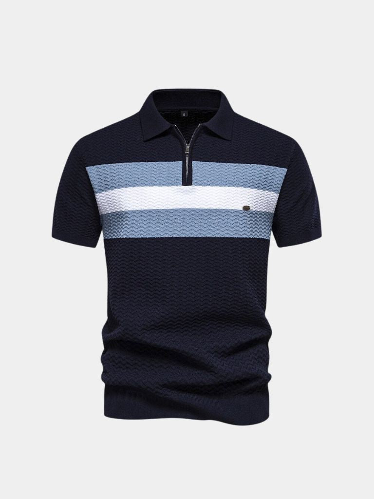 Classic Fitted Polo with Zip Collar and Short Sleeves - Finley & Family