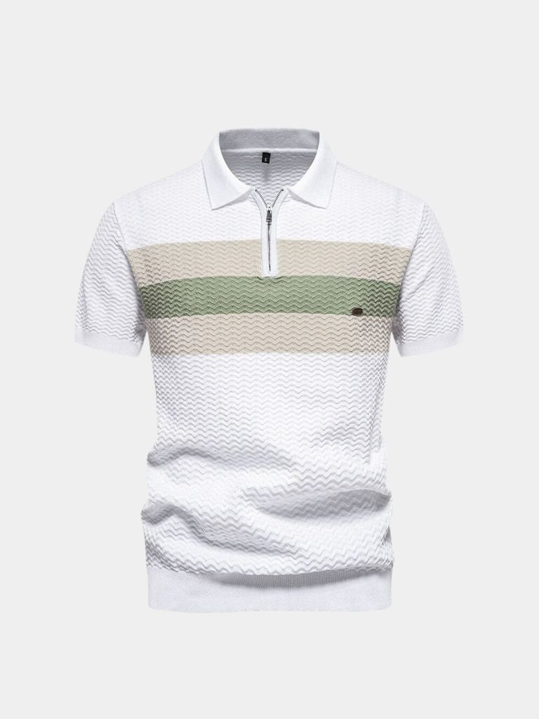 Classic Fitted Polo with Zip Collar and Short Sleeves - Finley & Family