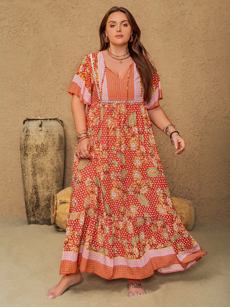 Boho Floral Maxi Dress – Plus Size