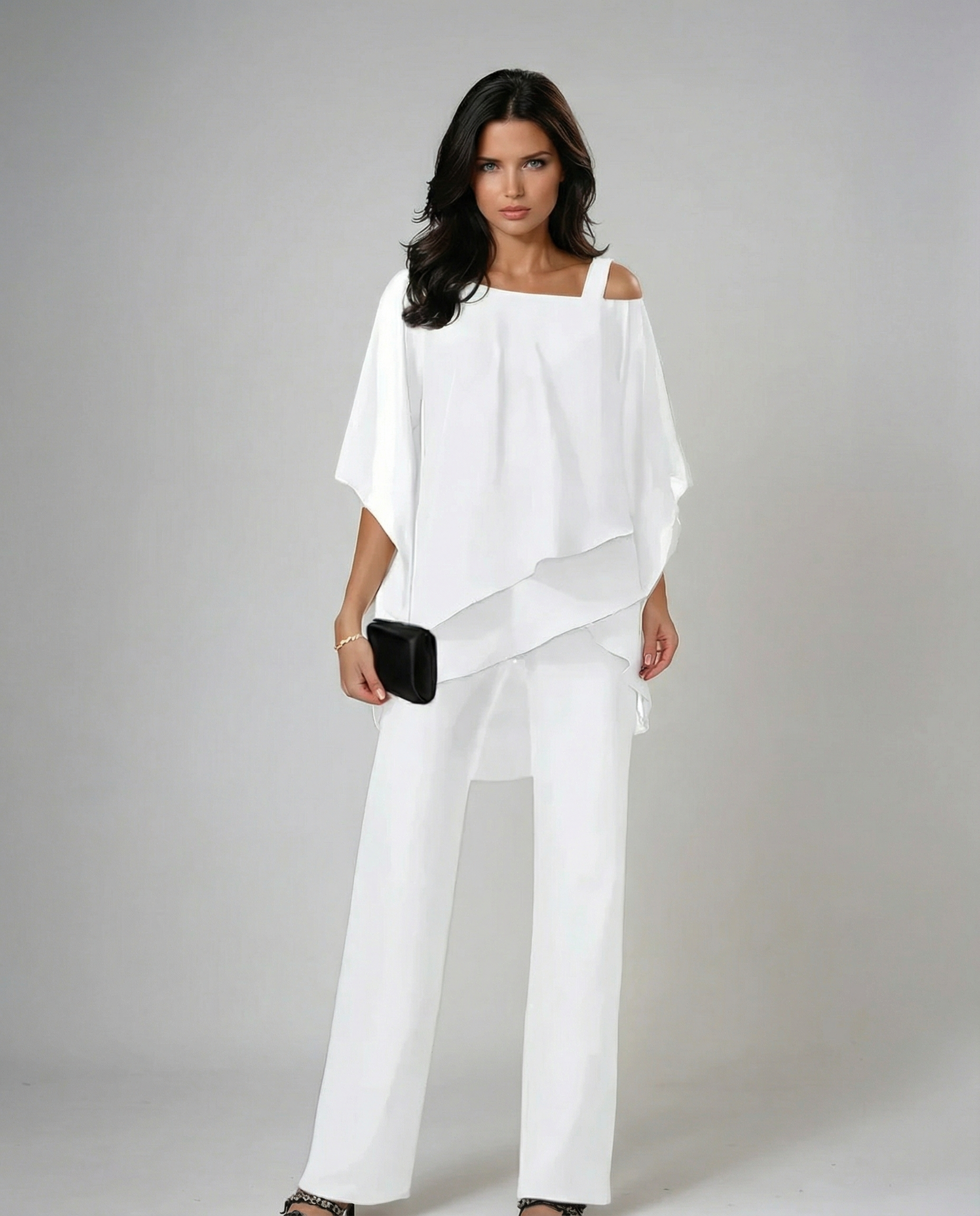 Loretta | Ensemble en coton et toile avec haut à manches chauve-souris et pantalon large