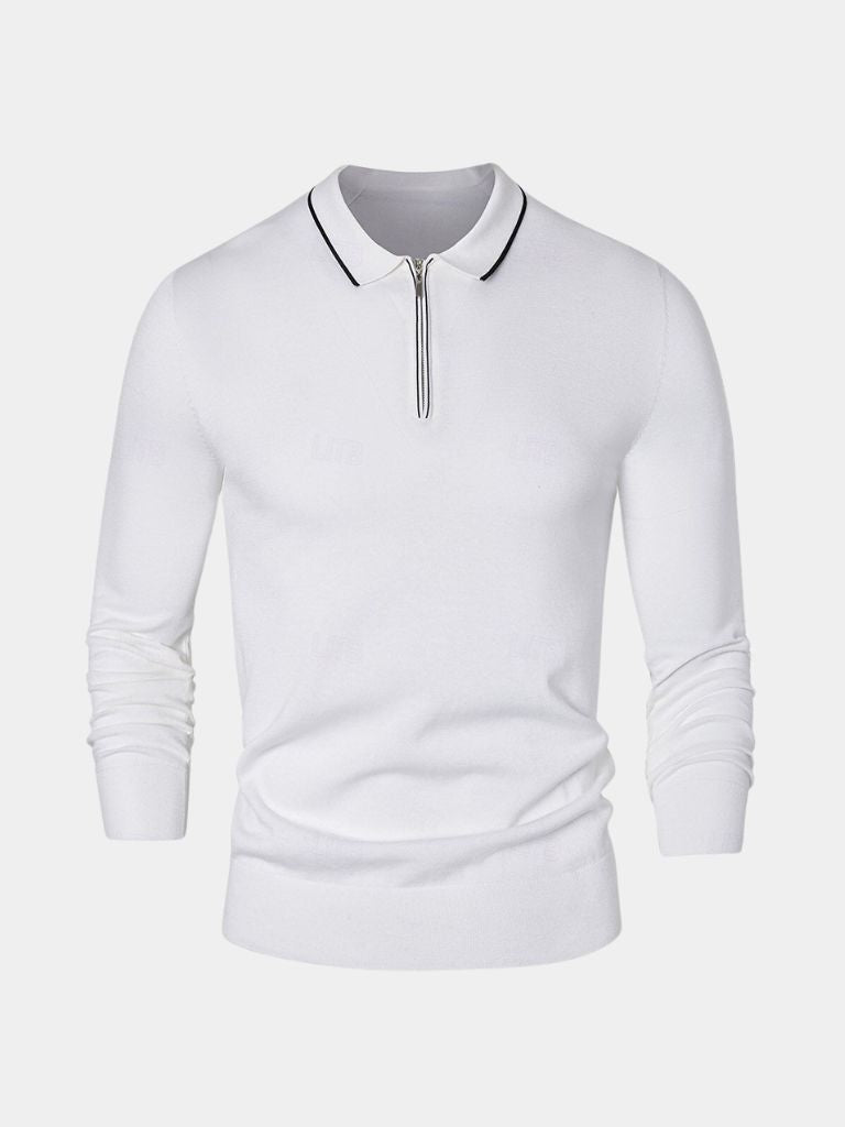Ivory Elite Long Sleeve Polo Leviana