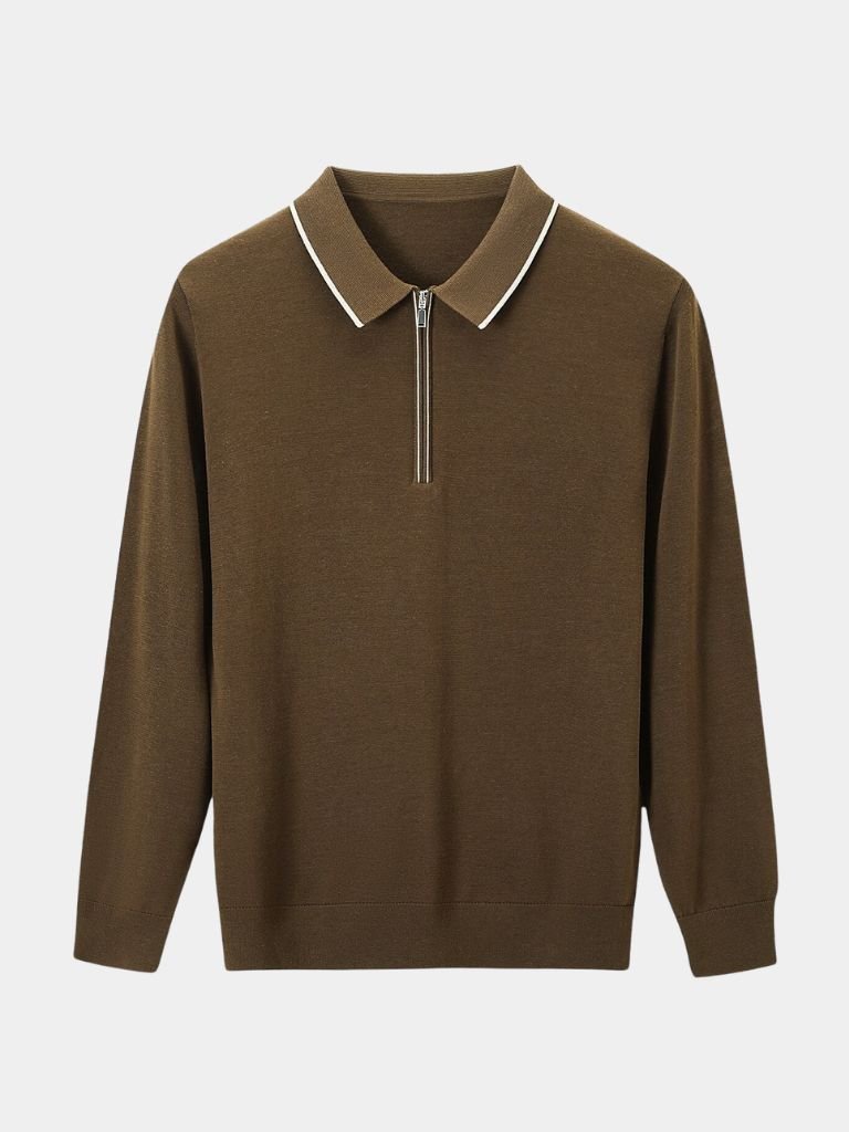 Ivory Elite Long Sleeve Polo Leviana