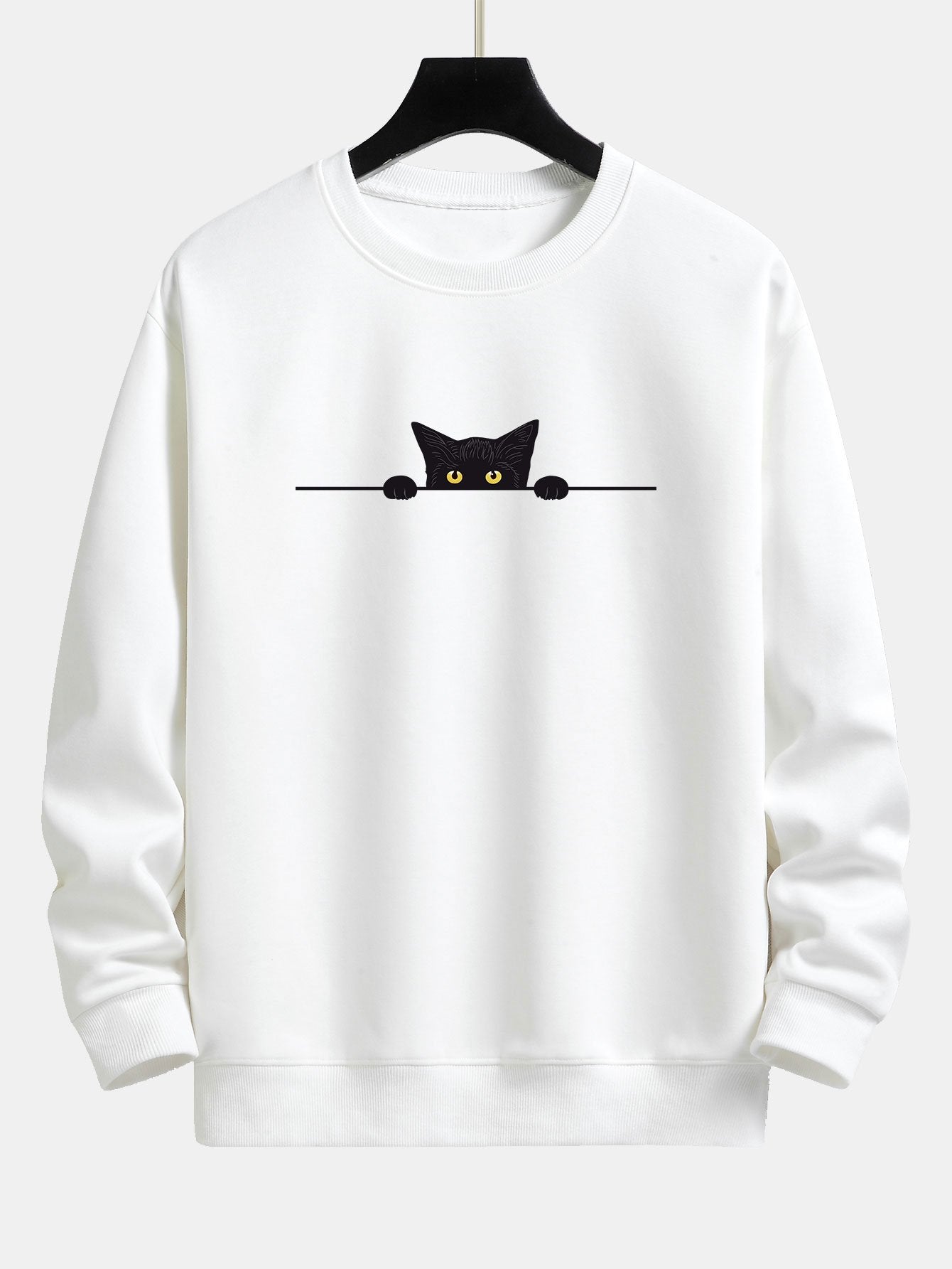 Black Cat Print Relax Fit Sweatshirt